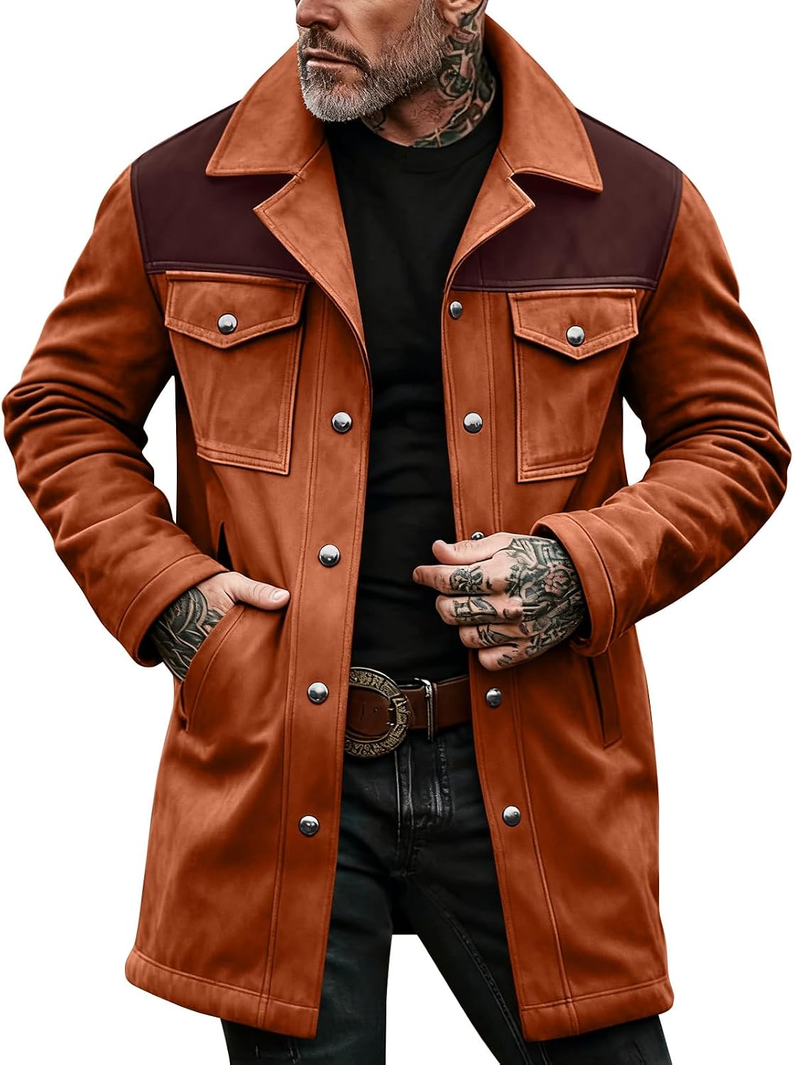 Ymosrh Men's Winter Warm Western Jacket Windbreaker Work Coats Outwear, S-3XL