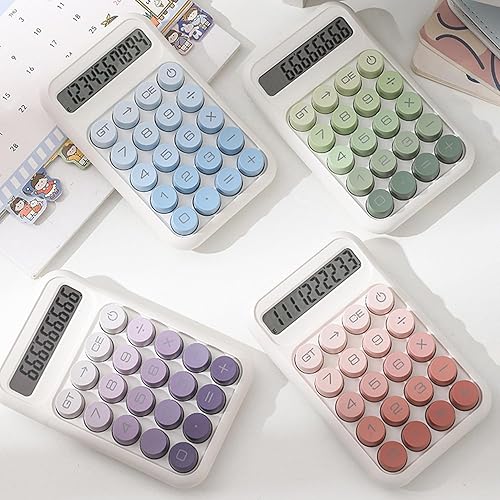 Miniatura 9 de Y YOMA Paquete de 1 calculadora de interruptor mecánico con pantalla LCD grande de 10 dígitos, botón grande, mini calculadora de escritorio linda de