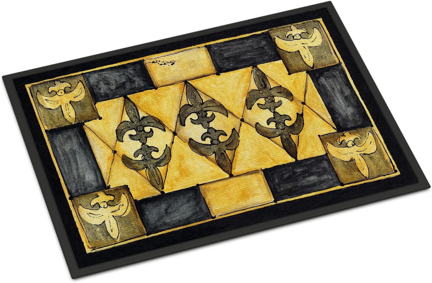 Caroline's Treasures 8089-JMAT Fleur de lis Doormat 24x36 Front Door Mat Indoor Outdoor Rugs for Entryway, Non Slip Washable Low Pile, 24H X 36W