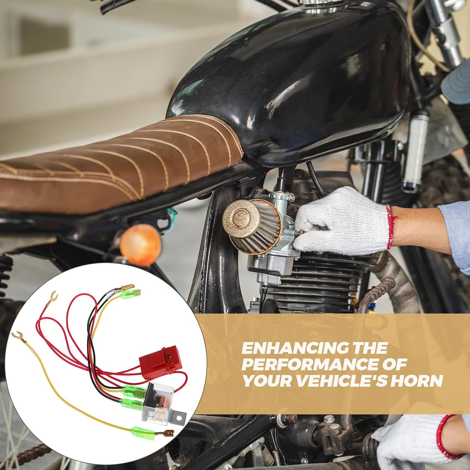 Horn Relay Wiring Kit for Car Horn and Motorcycle with Sturdy Plastic and Copper Wire Harness, Versatile Use and Powerful Functionality, for Automotive Equipment