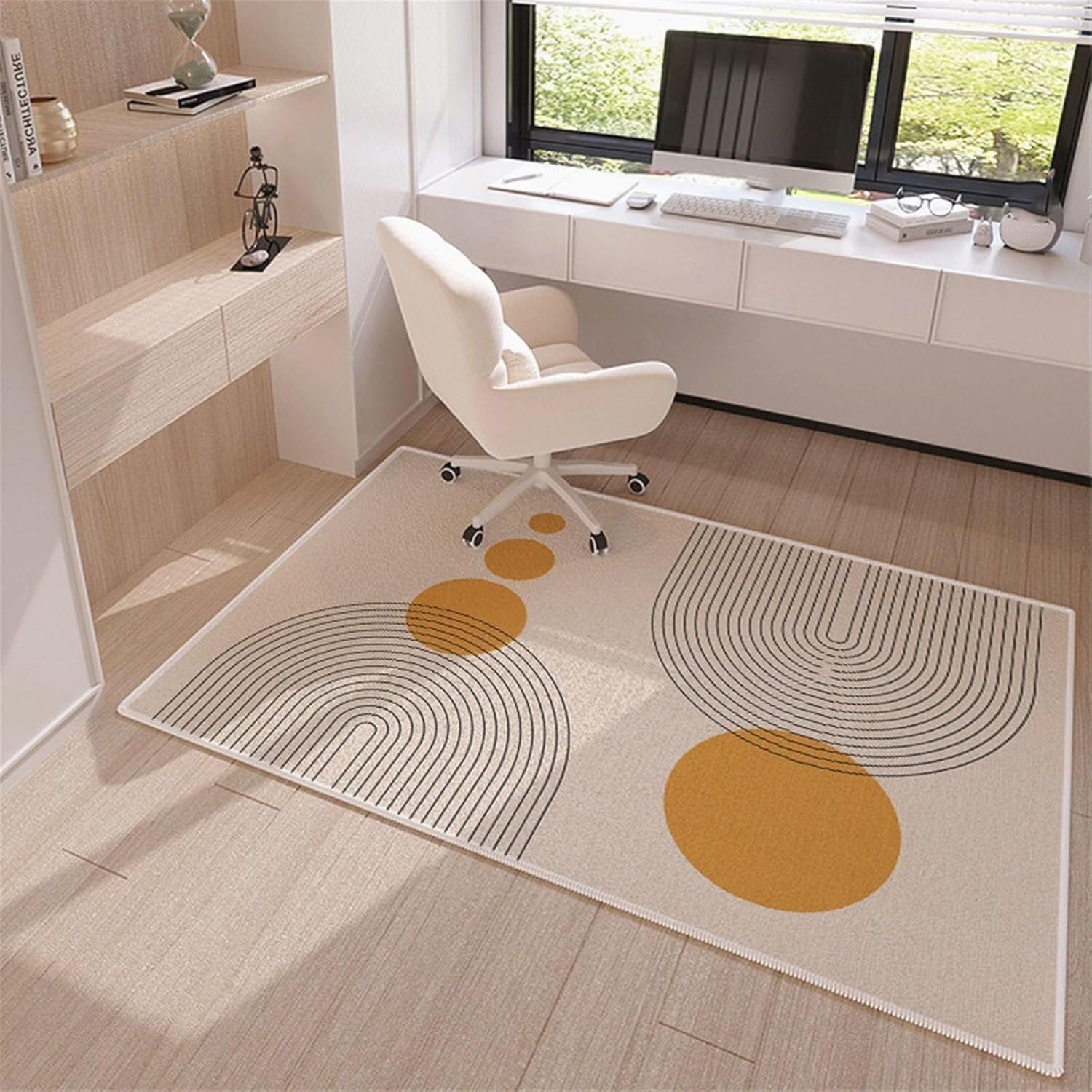 Tapis de chaise gaming pour sol en bois jaune 80x120cm moderne