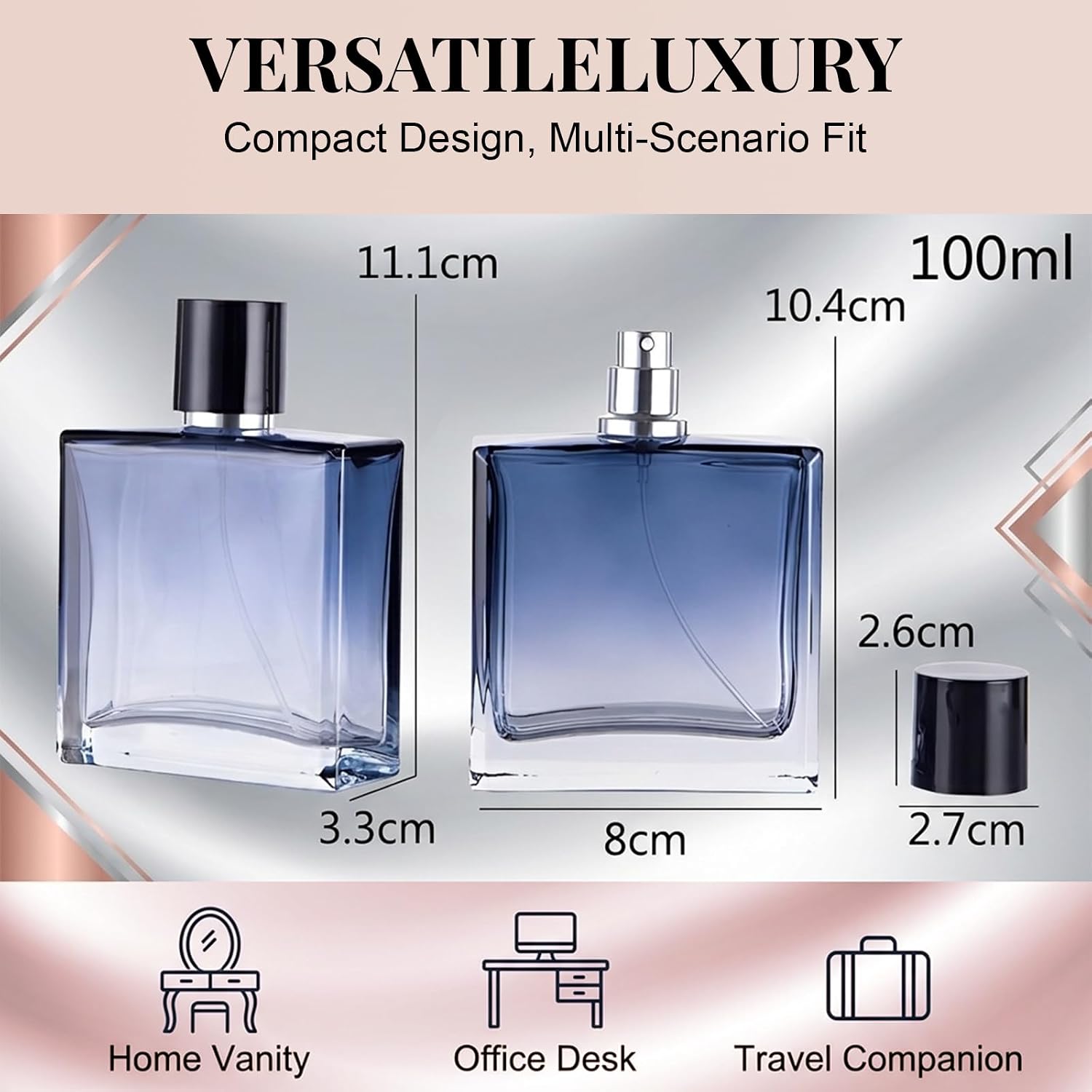 Perfume Atomiser Empty 100 ml Glass Bottle - Refillable Perfume Sprayer with Elegant Blue Colour Gradient - High-Quality Glass Atomiser for Fragrances, Aftershave & Room Sprays image 5