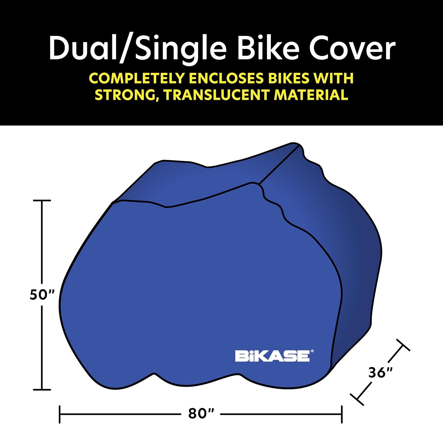 Bikase Dual or Single Ebike Travel Bike Cover Increased Tail Light Visibility Rear Hitch Mount Rack on Car, Truck, RV, SUV - Fully Encloses Bikes for Safe Transport - Waterproof (fits 1-2 Bikes)