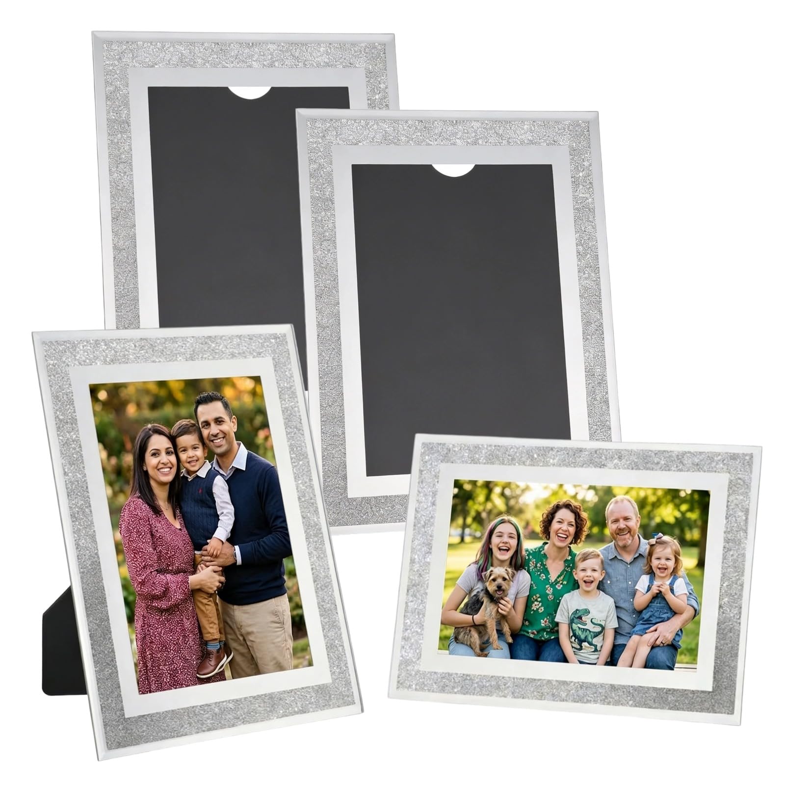 Cadre photo mariage paillettes argentées lot de 4 pour table de fête