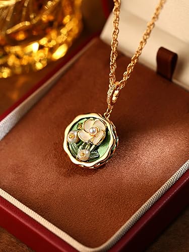 Miniatura 6 de Collar vintage Van Gogh flor verde pintura al óleo estilo colgante collares para mujer
