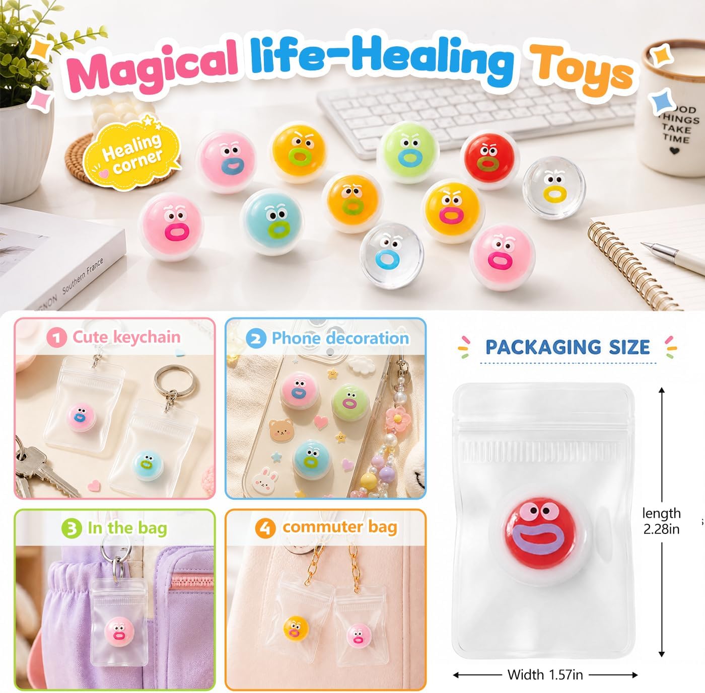 Mini Squeeze Fidget Toys, Cute Soft Squeeze Pack, 78 Pcs, Party Favors for Kids, Goodie Bag Fillers, Stress Relief Anxiety Toy image 3
