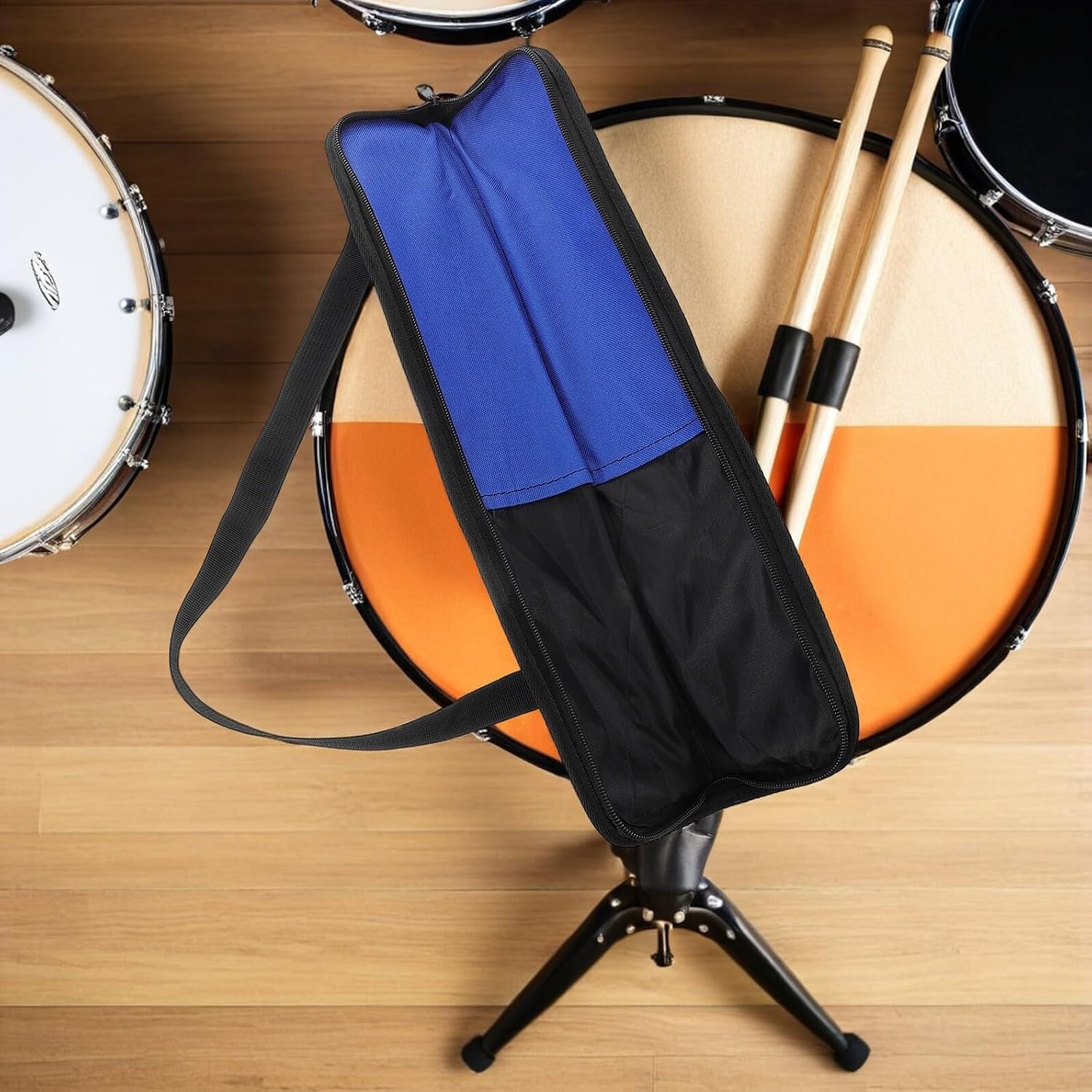 Ciieeo 2 Pcs Drumstick Bag Oxford Cloth Percussion Stick Storage Case with Mallet Holder to 4 Pairs Drumsticks Portable Drum Hammer Sack for Drummers