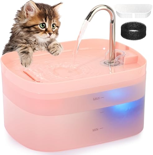 Miniatura 8 de Fuente de agua para gatos, fuente para gatos de 84 onzas2.5 L, fuente de agua súper silenciosa para mascotas, filtro de carbón activado, dispensador