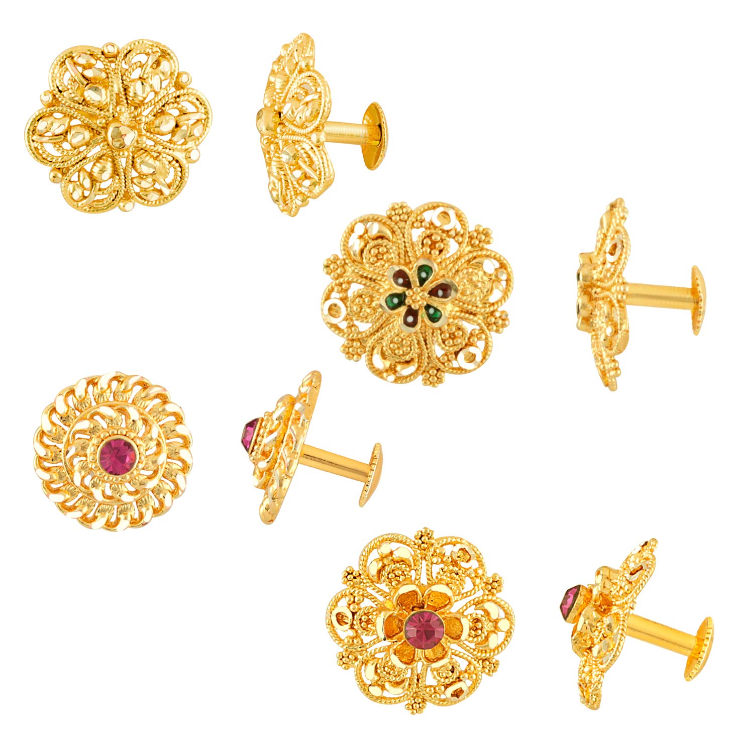 MEENAZ Earrings For Women girls Combo Set Pack Traditional Temple 1 One Gram Gold 18k Copper Brass Ruby Meenakari South Indian Screw Back Studs Tops Stud Fashion Stylish Hoop Bali Ear rings combo-M49 (B08PDD9YX1) Amazon Price History, Amazon Price Tracker
