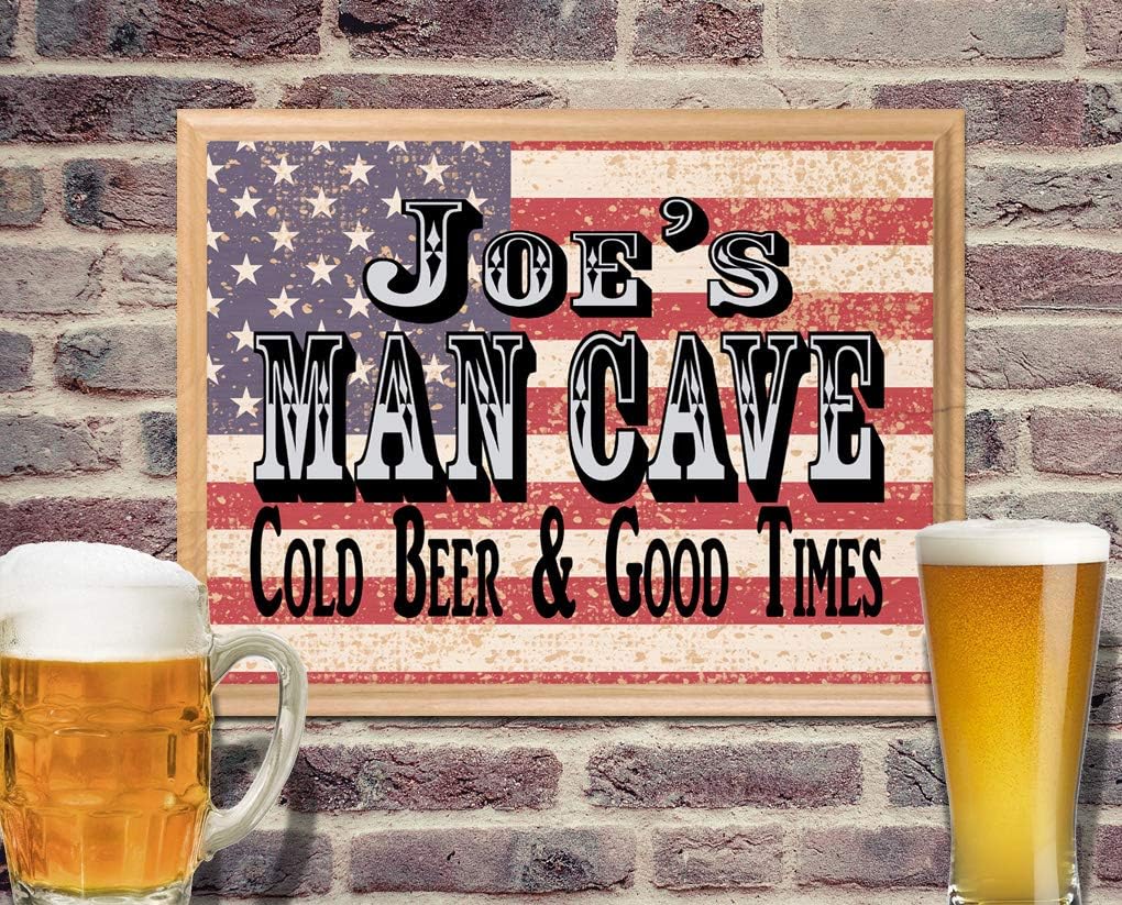 Custom Man Cave Sign Personalized Name - Wall Art Décor Gift for Him Men Father Husband or Grandpa