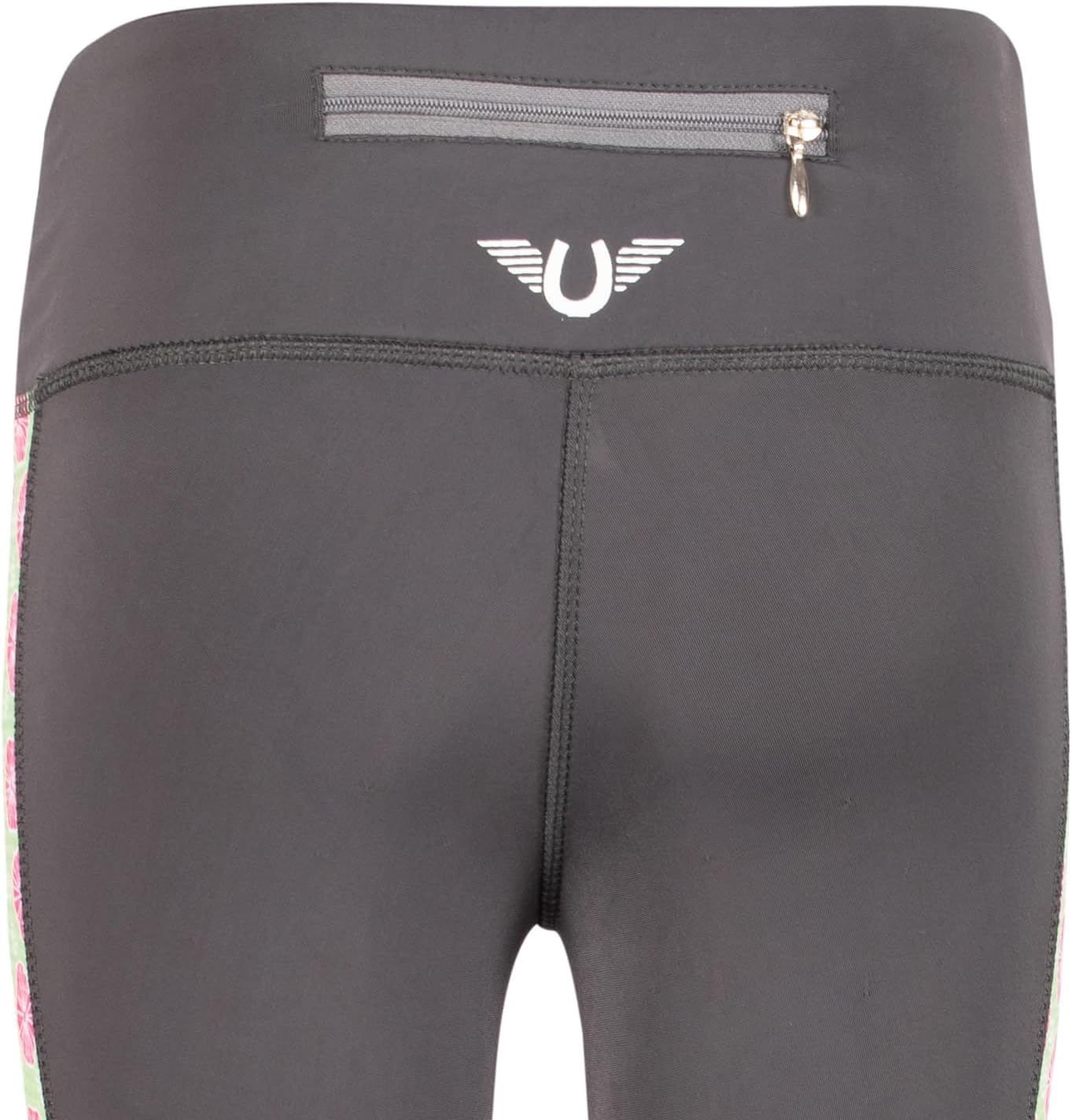 TuffRider Children's Athena EquiCool Riding Tights - Charcoal/Light Blue - Large
