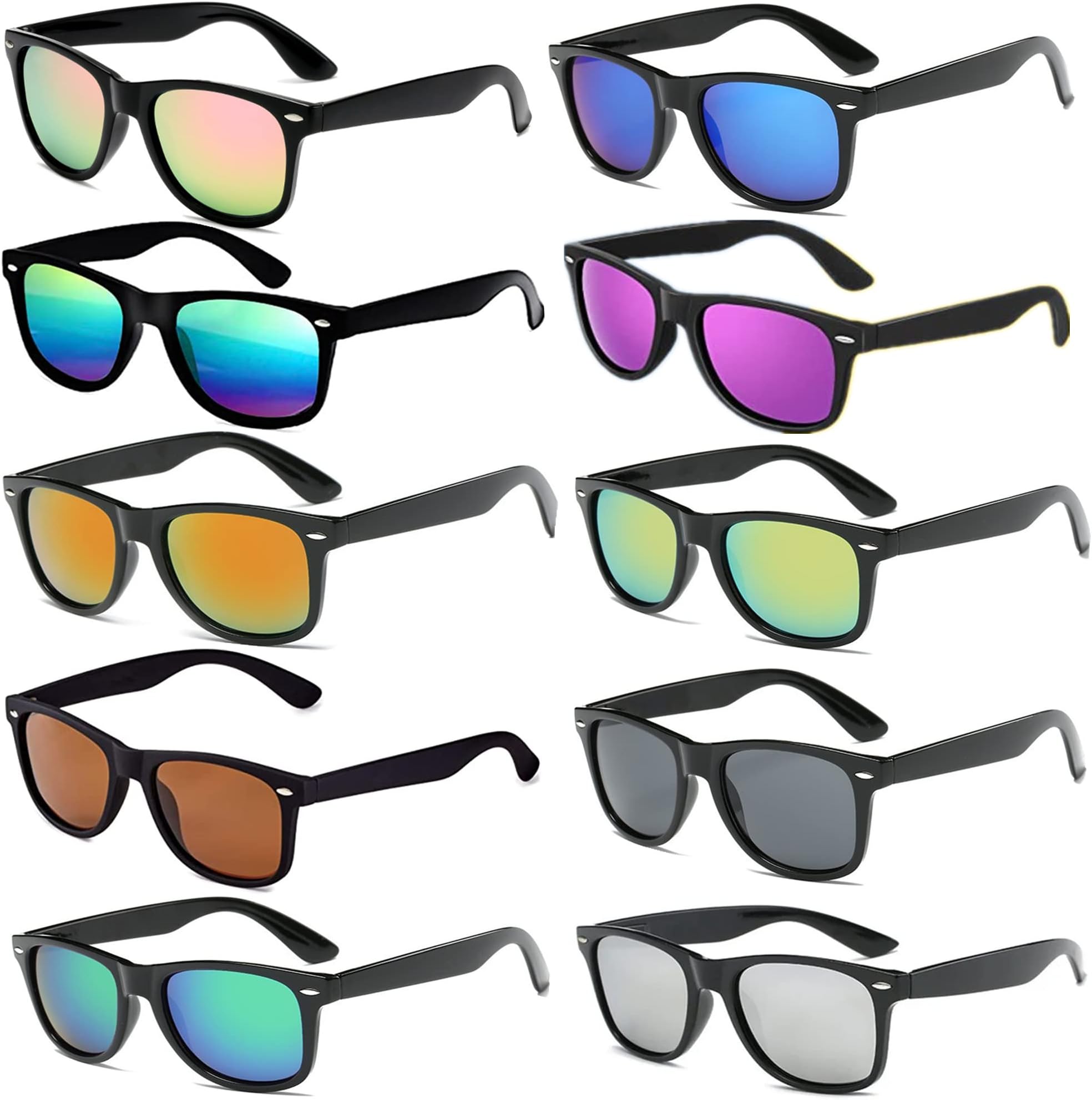 FSMILING10 Pack Neon Sunglasses Pack Party Sunglasses Adult Bulk Retro Festival Mutipack Sunglasses for Party Favor