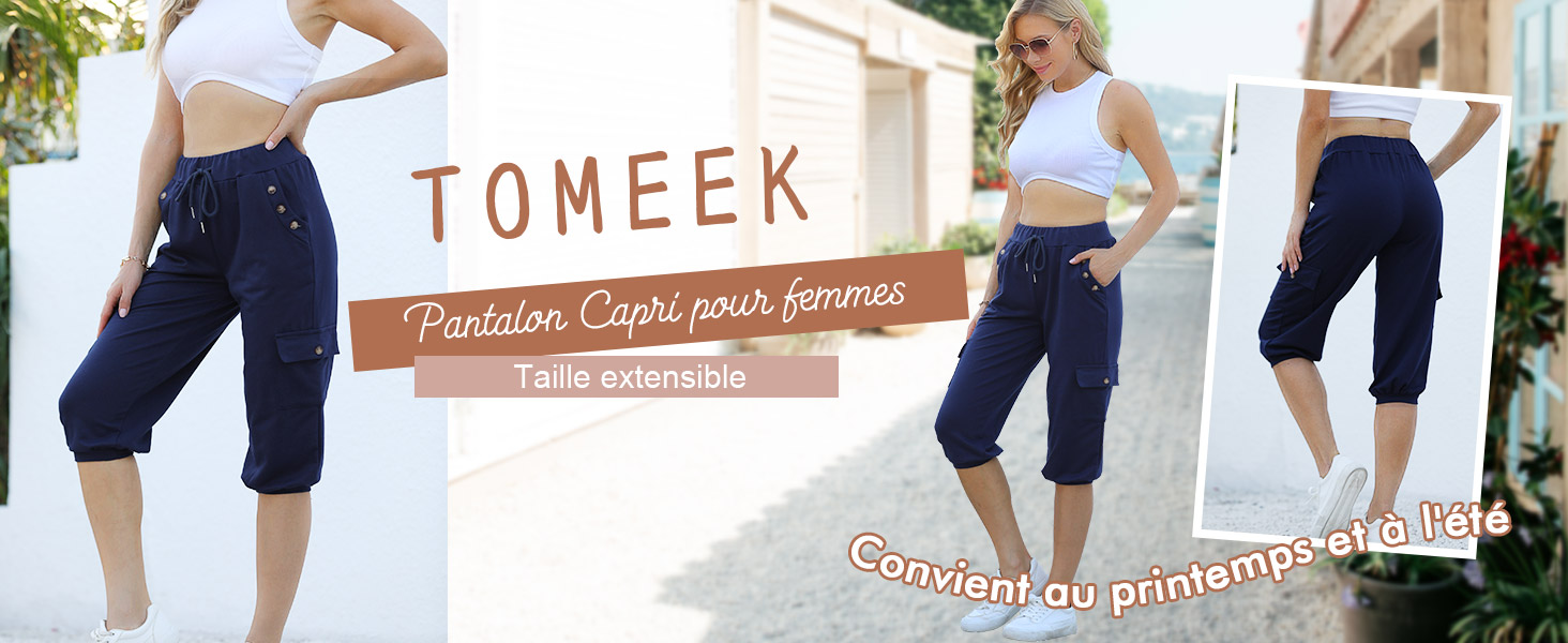 Pantalon Jogging Coton Ample Pantalon 3/4 Femme été - Coupe Ample Jogging Coton Avec Poches Pantalon Yoga Décontracté Printemps été