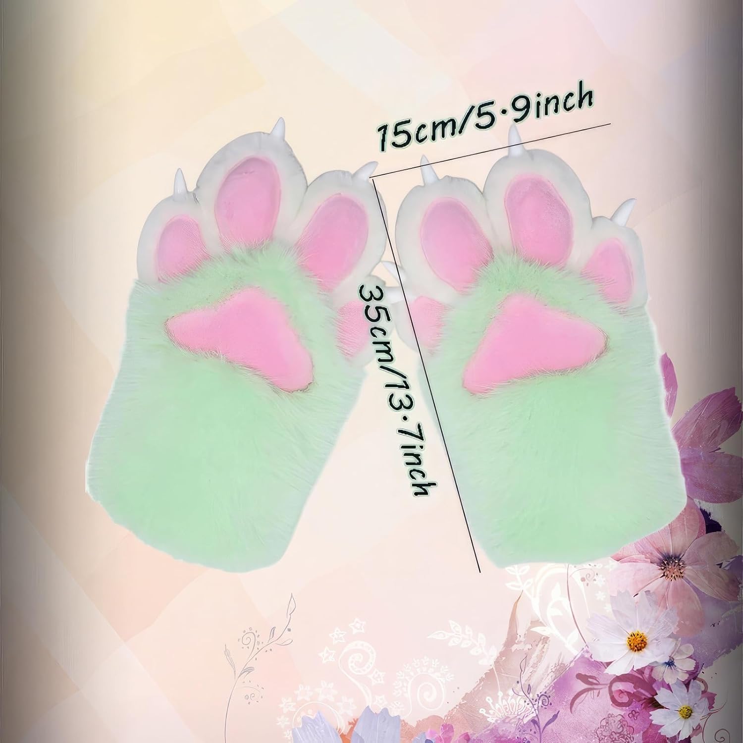 [Rolamumu] ふわふわのぬいぐるみの足、着用可能な猫/犬の足、動物の足、ハロウィンコスチュームアクセサリー、ふわふわの手袋