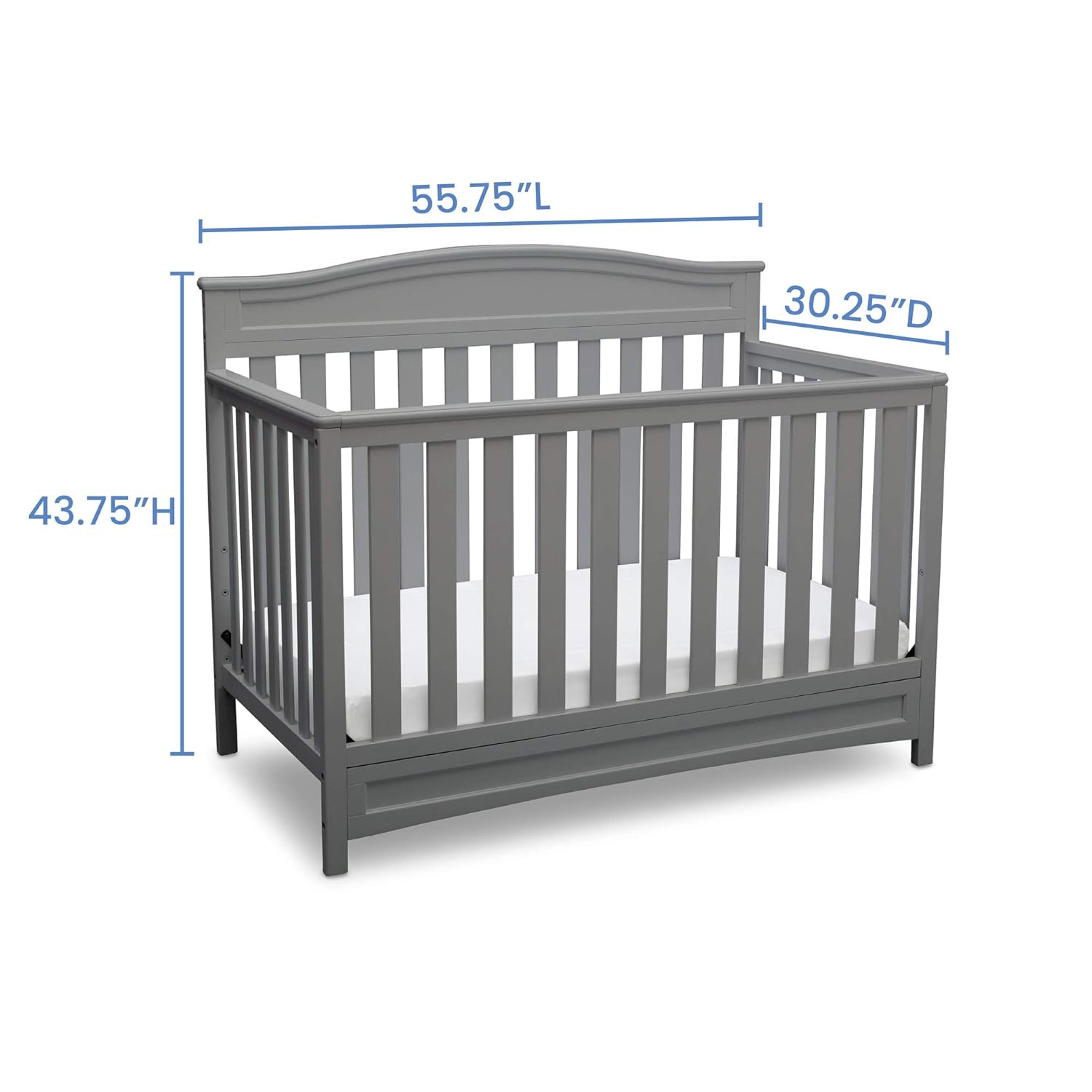 Delta Children Emery 4-in-1 Convertible Crib, Grey + Serta Perfect Slumber Dual Sided Recycled Fiber Core Crib and Toddler Mattress (Bundle)
