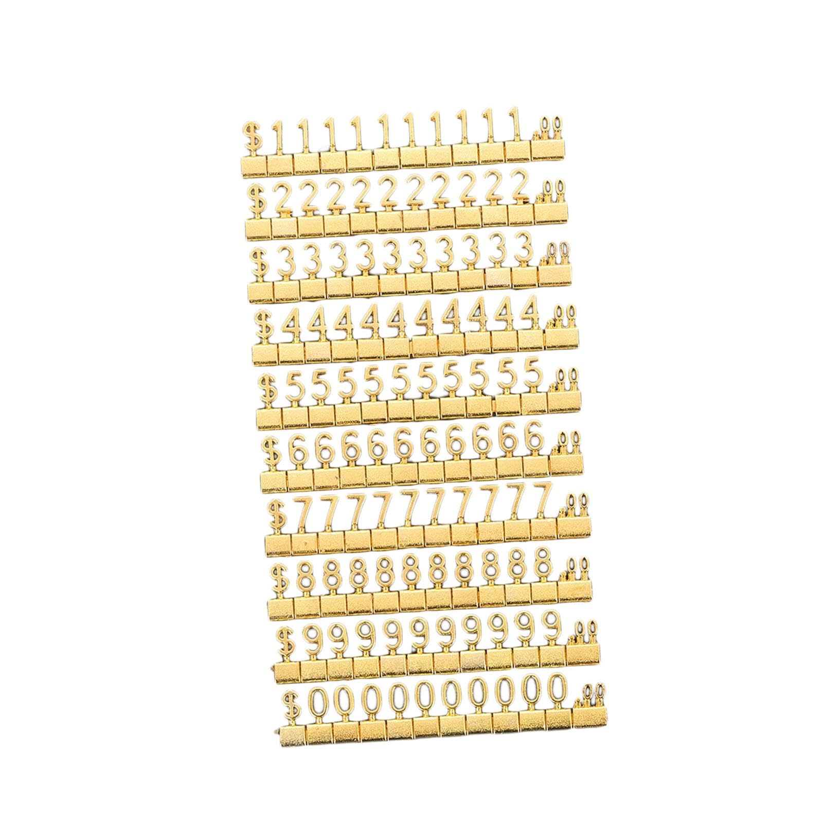 5 Set mit Würfeln, Preisschilder, Preismarker, Etiketten für Bäckerei, Büro, Fenster, Theke, goldfarben