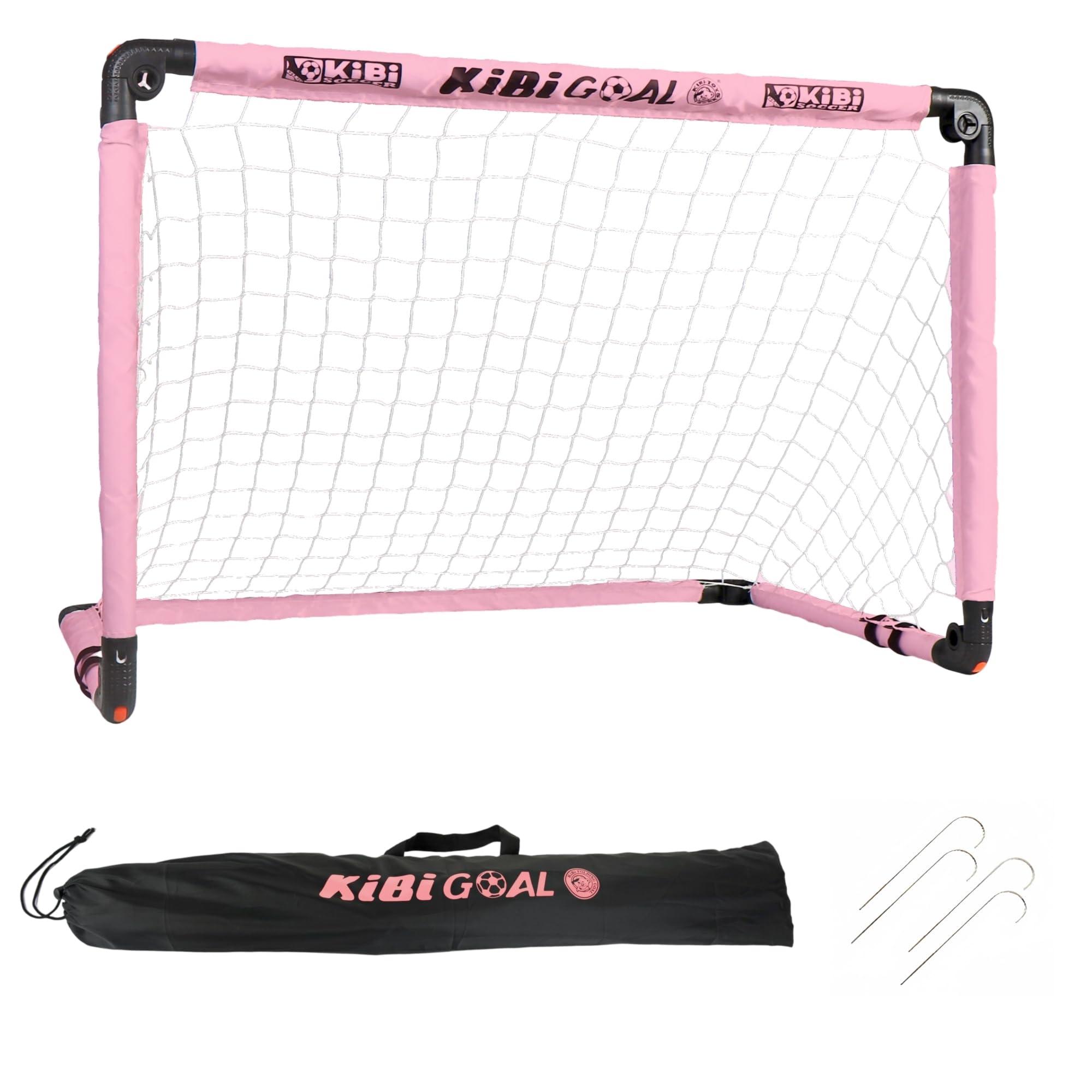 KiBiGOAL Kids Football Goal Pink, Small Foldable Goals for Kids, Girl Mini Foldable Football Goals for the Garden + Indoor + Outdoor 35.43in * 23.62in Goal Pink for Girl Toy Gift — image 1