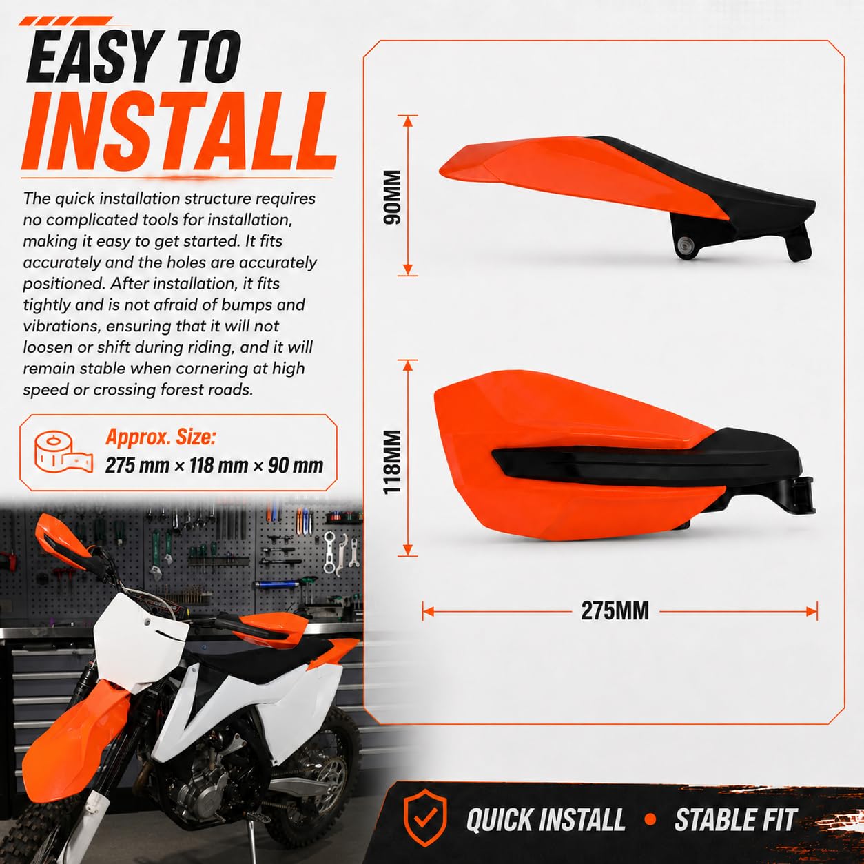 Protege Main Moto, Protege Main Moto Cross, Protection Guidon Poignet Moto Cross Protege Main pour KTM SX SXF EXCF 50 65 85 125 150 250 350 450 500 2017-2020 XCW XCF XC-Orange