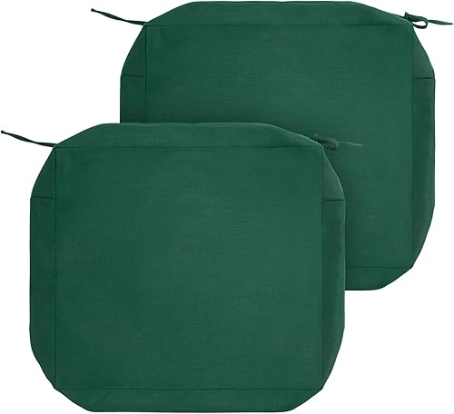 Miniatura 8 de FUNHOME Juego de 2 fundas de cojín para patio al aire libre resistentes al agua con lazos, funda de cojín, funda de asiento para muebles de patio,