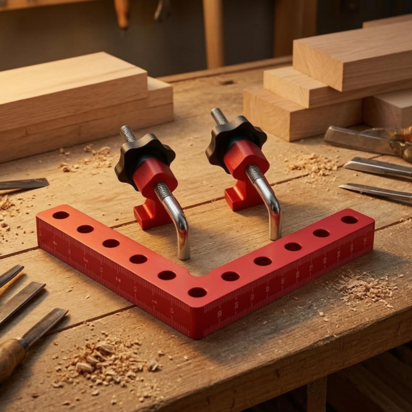 Morsetto Angolare Preciso Utensile, Set Da 6 Pezzi In Alluminio Rosso Con Custodia, 14 Cm