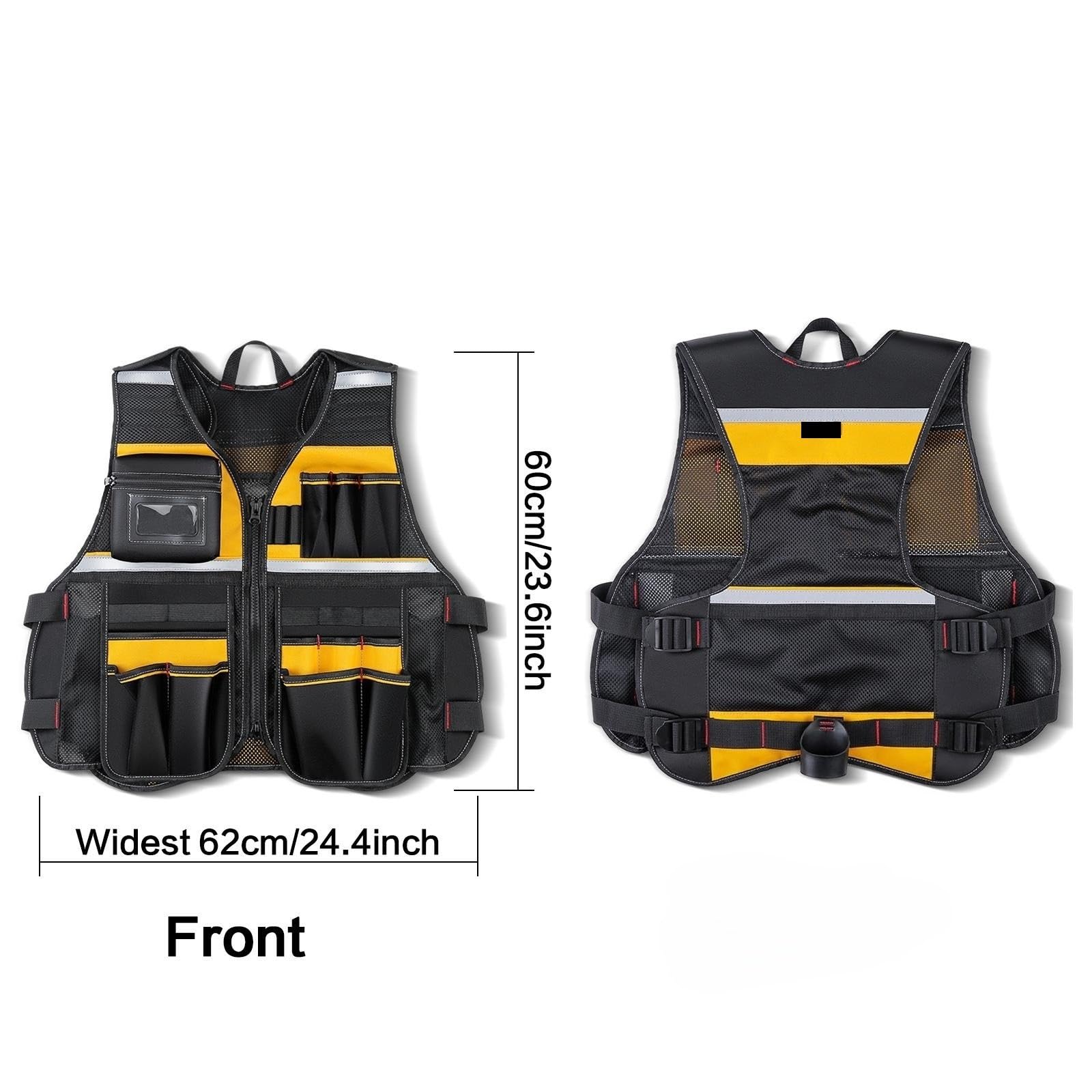Chaleco de Herramientas Breathable Reflective Safety Jacket Multi Pocket Storage Vest For Construction Gardening Auto Repair Tools
