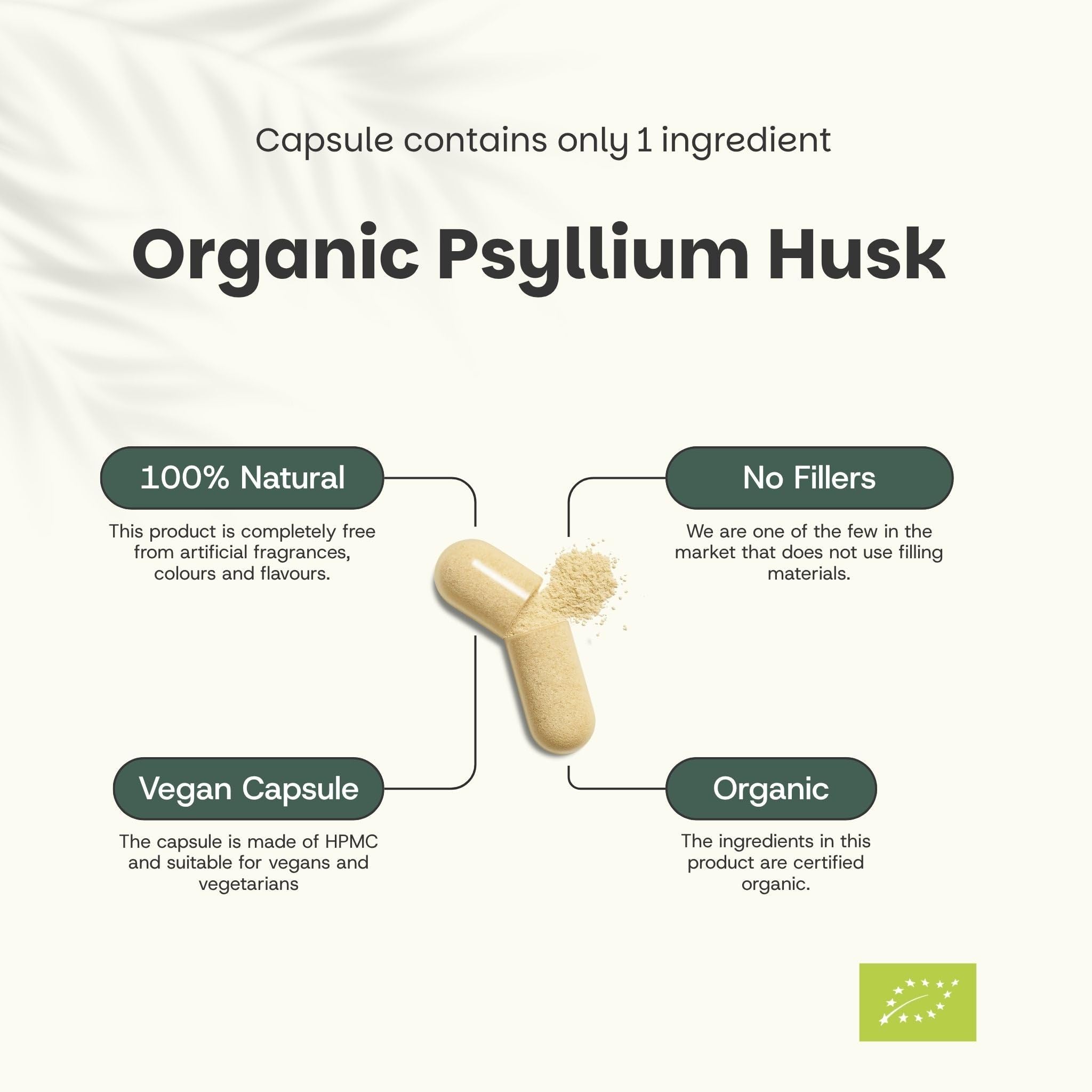 Flohsamenschalen (Psyllium Husk) Kapseln 500 mg Kombideal 4x 60 Capsules - Vezel - Faserergänzung - Kapseln - Vezel Flohsamen - Darmgesundheit - Vegan - Ohne