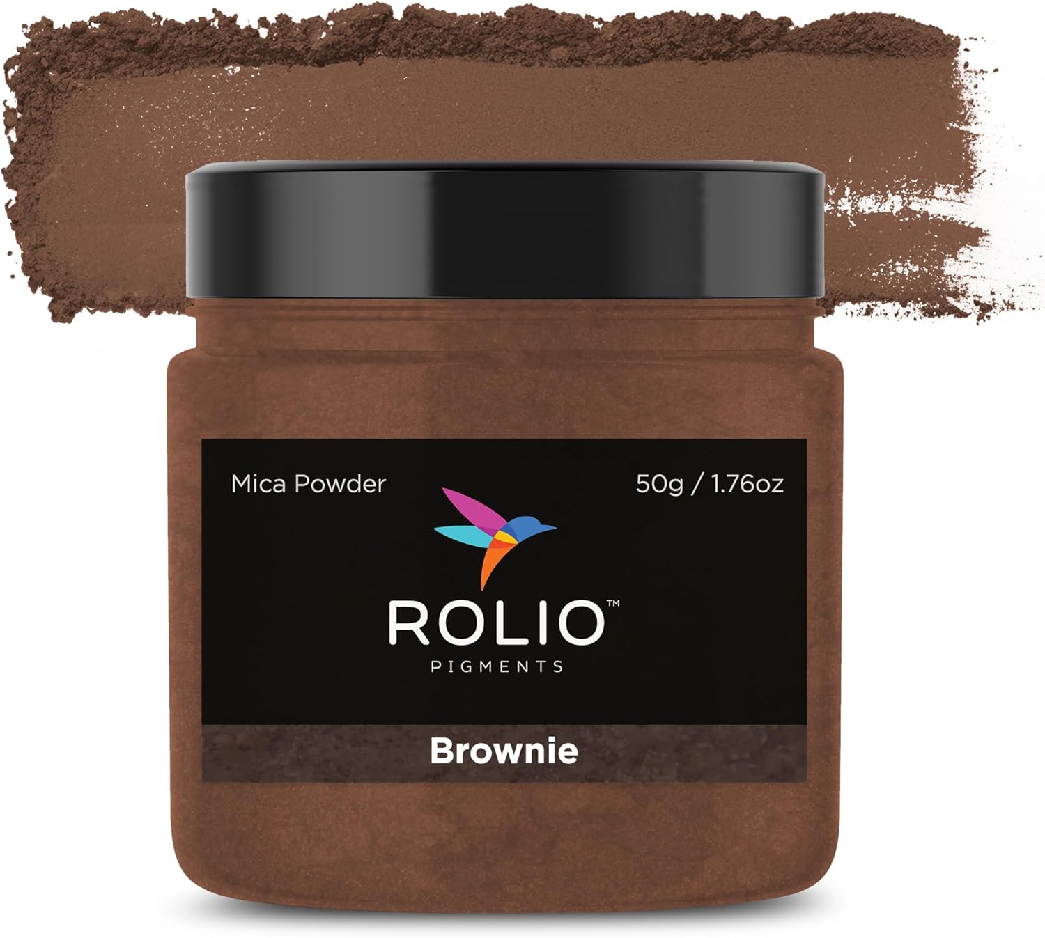 Rolio Premium Mica Powder - Brownie (50G / 1.76oz) - 1 Jar of Brown Pigment Powder for Epoxy Resin, Dye, Soap Making, Nail Polish, Paint, Candle Making, Bath Bombs, Slime