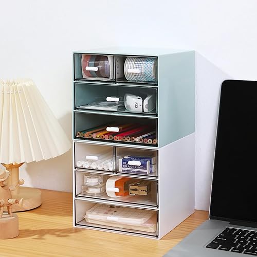 Miniatura 4 de MILULUGO Organizador de maquillaje con 4 cajones, organizador de escritorio, caja de almacenamiento de cosméticos para esmalte de uñas, lápiz