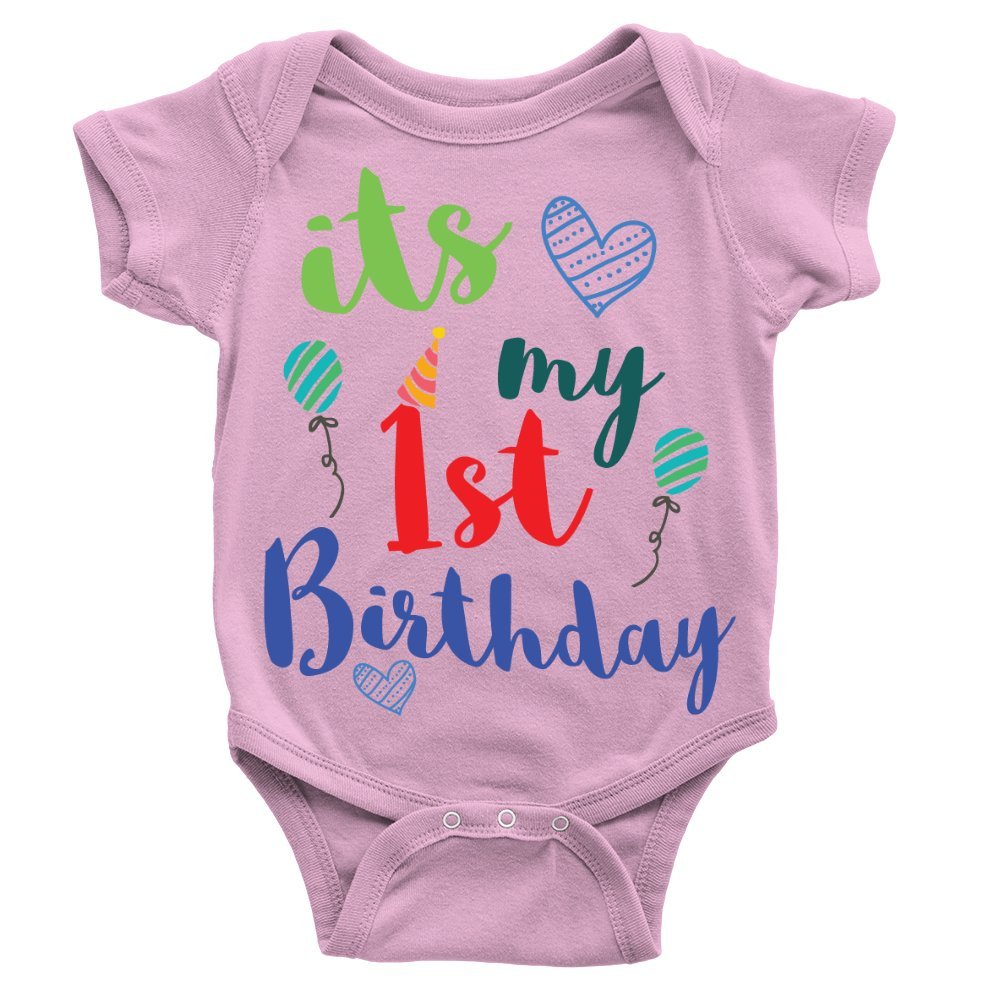 Kickass Tees It's My 1st Birthday Babygrow 0-3m Pink Cool Sweet First Celebration Balloons Gift Present