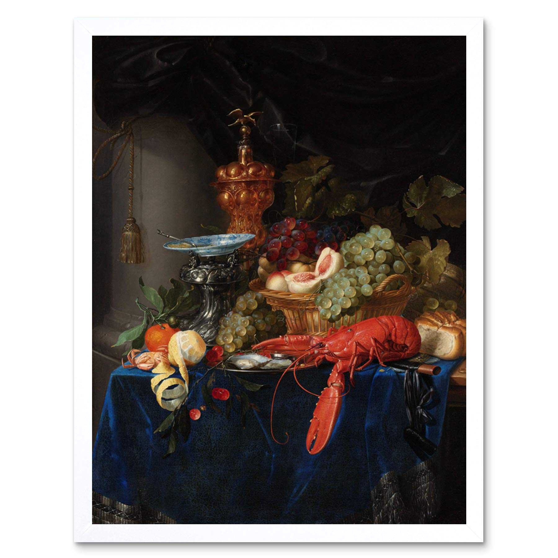 Artery8 Pieter De Ring Still Life Golden Goblet Painting Art Print Framed Poster Wall Decor 12x16 inch