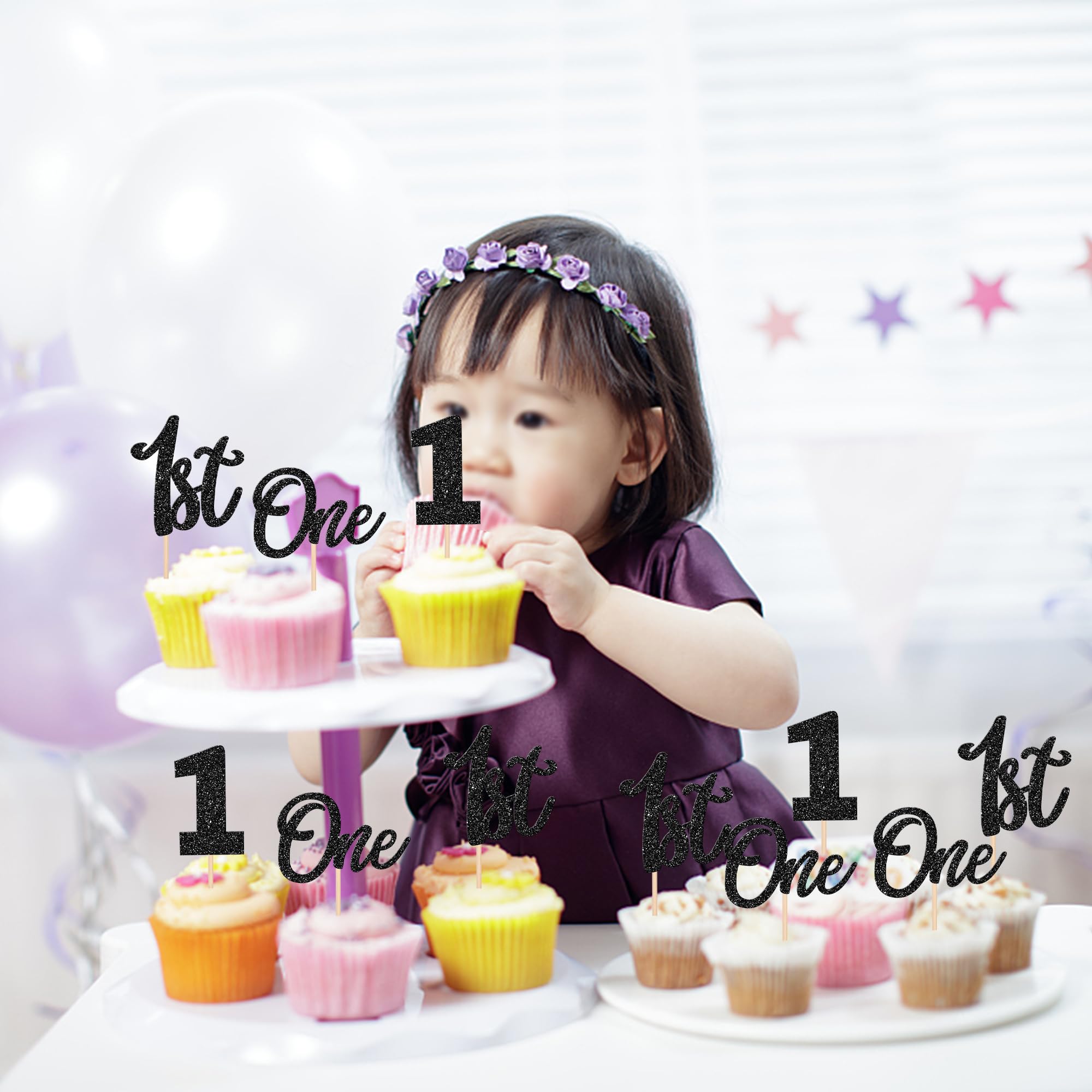 24 Glitzernde Cupcake-Topper Zum 1. Geburtstag – Gold, Ca. 10 Cm, Aus Stabilem Papier, Perfekt Für Baby-Party & Kuchen-Deko