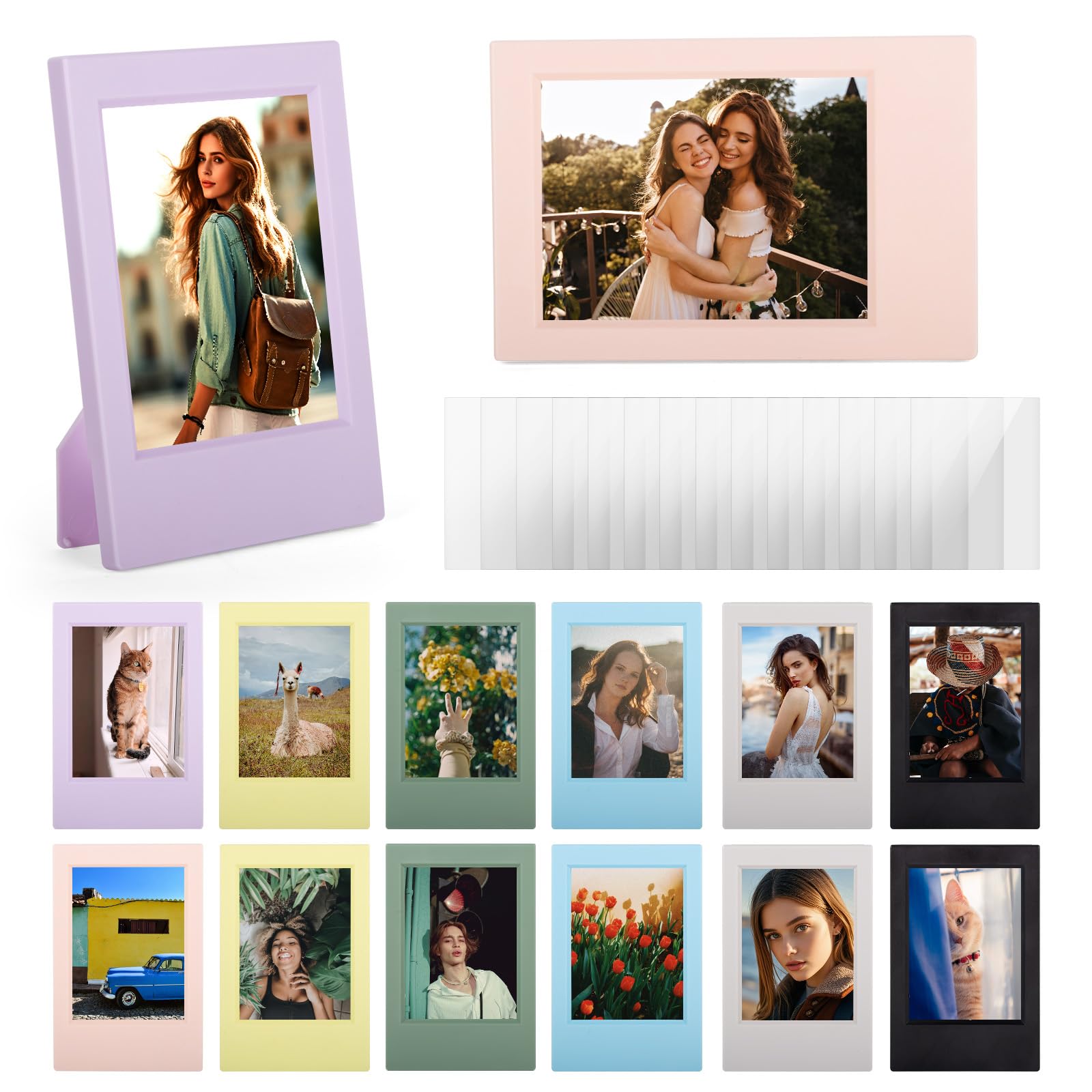 14 confezioni di 2x3 mini cornice portafoto per Instax Mini EVO/12/11/Liplay/SE/Link 3/41/40/99/90/7+ fotocamera a pellicola, supporto da scrivania piccolo con cornice portafoto con pellicola