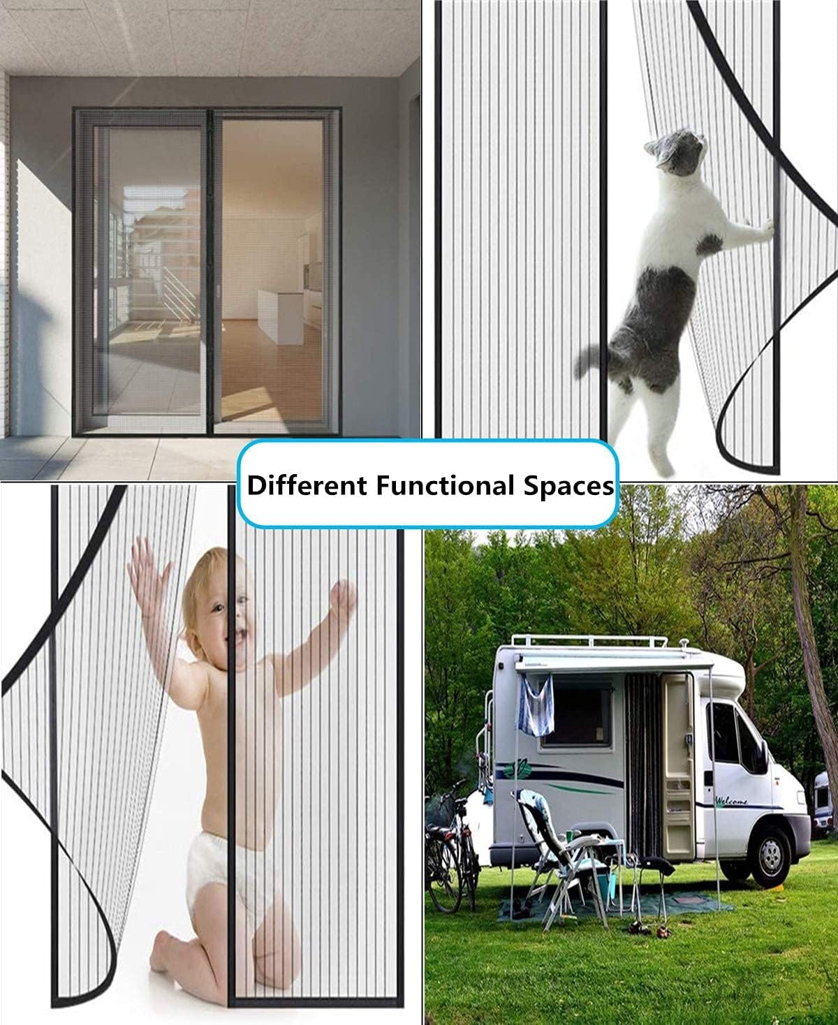 Fly Screens Doors Nets Patio Curtain Insect Mesh for Keeping Out Flies & Bug, Flyscreen French