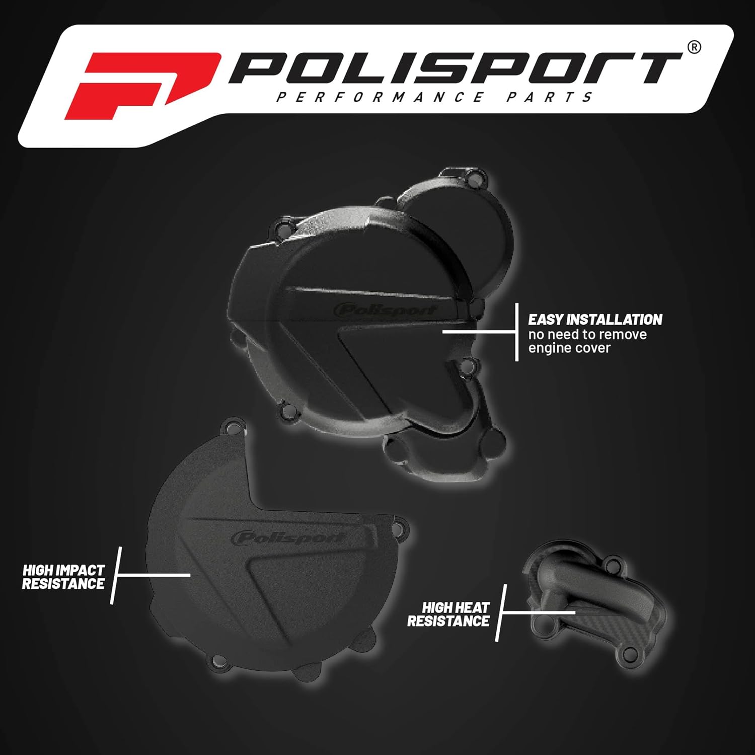 Polisport Motocross Motorcycles (MX) Engine Covers Protection Kit for KTM EXC/XC-W 250/300 (2017–2022) Dirt Bikes – OEM-Quality, Superior Fit, Enhanced Flexibility, and Lasting Durability – Blk