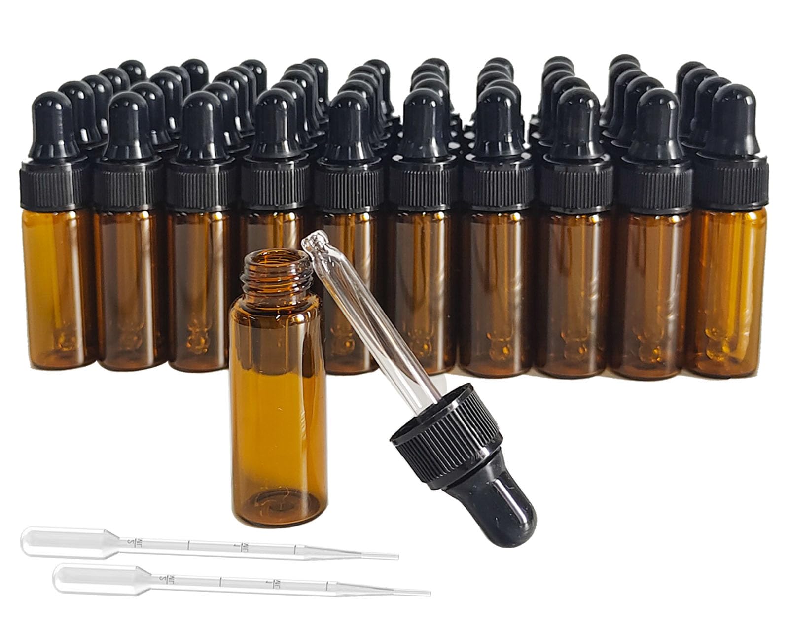 50 Pcs 5ml Amber Mini Dropper Bottles Essential Oils Sample Dropper Bottles For Traveling Essential Oils Perfume Cosmetic Liquid