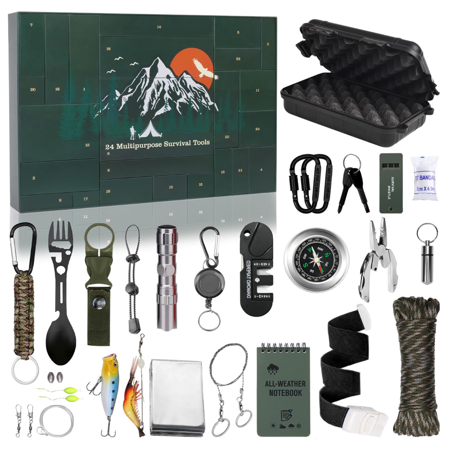 Calendario 'Avvento Conto Alla Rovescia 24 Giorni Di Cool Gadgets Di | Conto Alla Rovescia Originale Per Natale Per Famiglia Ragazzi Adulti Attivita Esterna Campeggio Pesca