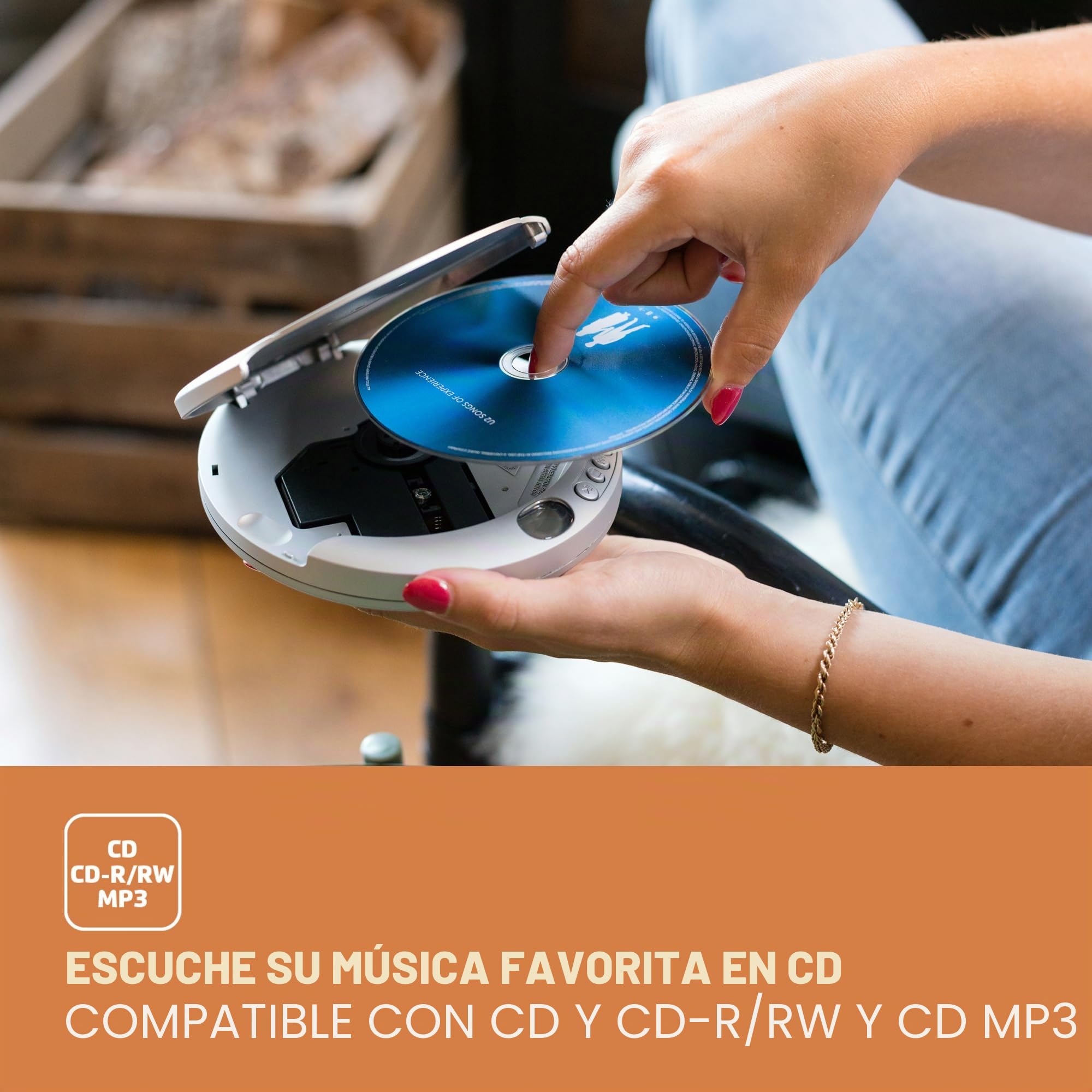 Lenco CD de 201SI Lenco CD de 201SI Reproductor de CD/MP3 Player it Anti Schock y función de Carga Color Blanco