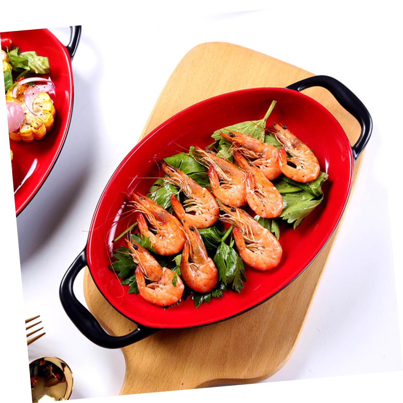 Plat de Cuisson Céramique avec Double Anse Résistant Aux Hautes Températures pour Rôtissage Cuisson Four et Service Quotidien Adapté Aux Repas Familiaux