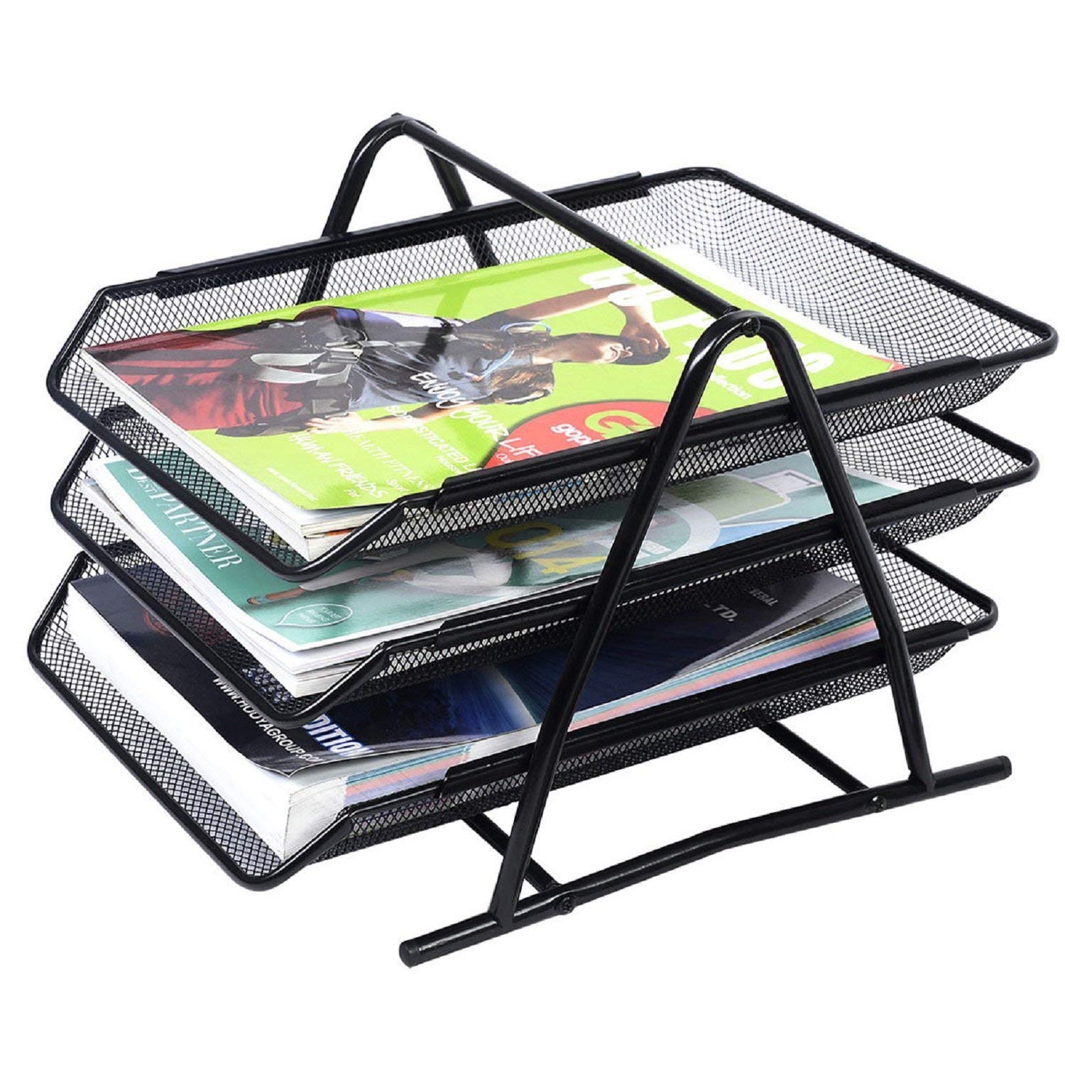 Entraxa A4 Size File Rack 3 Tier Step | File Rack, Document, File, Paper, Letter, Office Desktop Tray/Organizer | Document Holder | File Tray | Paper, Letter, Office Desktop Organizer