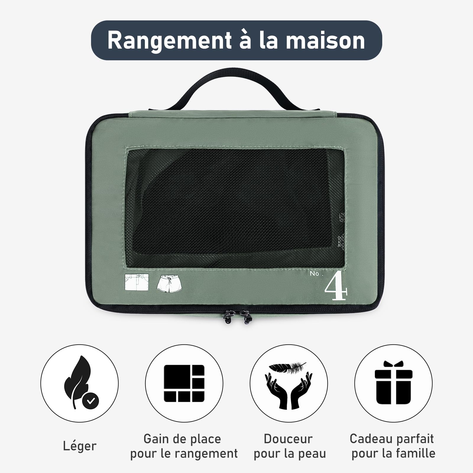 ECOHUB Organisateur Lot de 7 Rangement Valise Organisateur de Voyage Packing Cubes Sac Chaussures Ecologique Organiseurs de Bagage pochette sac rangement valise résistant à la déchirure (Vert)