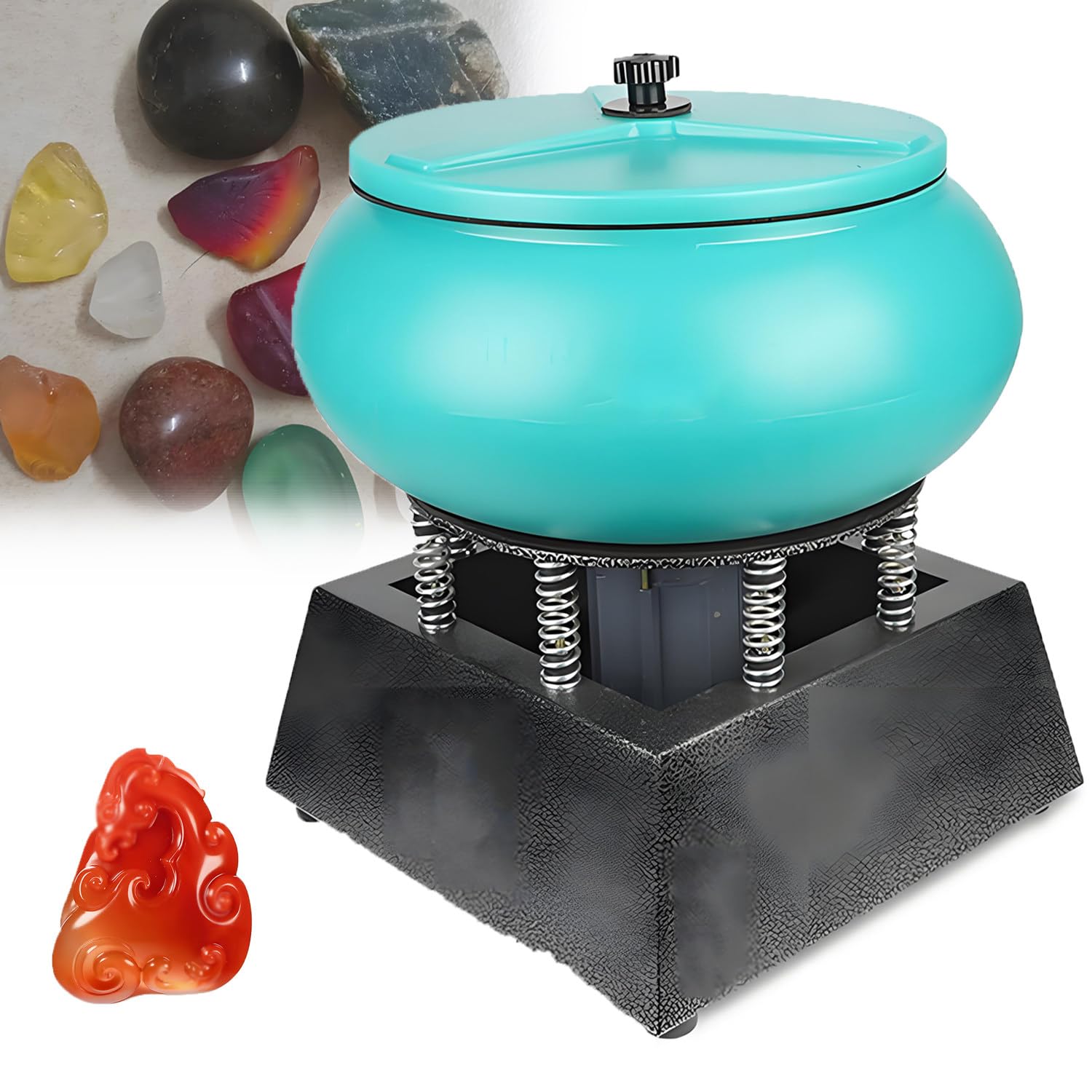 QuinteZhenTially 120W Metal Jewellery Grinding Tools,Professional Rock Tumbler Kit,Vibratory Tumbler Polisher,Metal Parts Finishing Machine,for Grinding & Polishing Workpiece Face Green