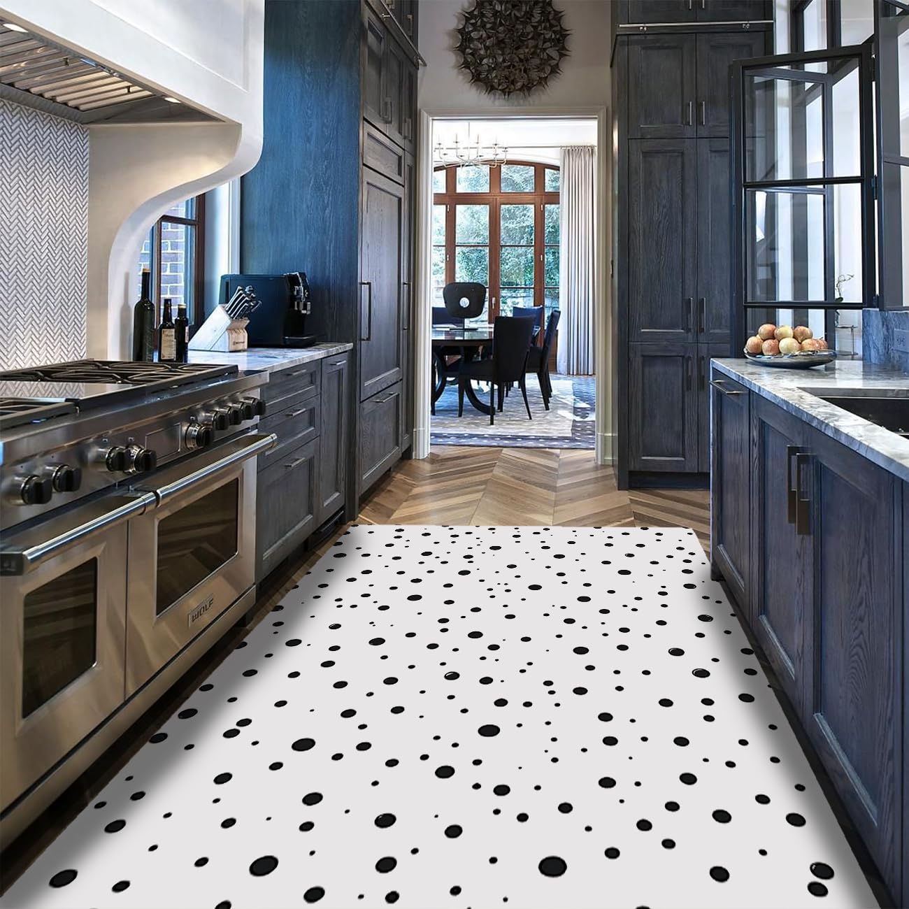 Tapis minimalistes 150 x 240 cm motif à pois noir et blanc pour salon