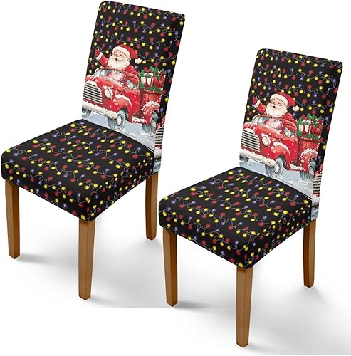 Miniatura 10 de Rnyleeg Juego de 4 fundas de silla de Navidad para sala de estar, sin brazos, copo de nieve, muñeco de nieve, fundas elásticas para sillas de Muñeco