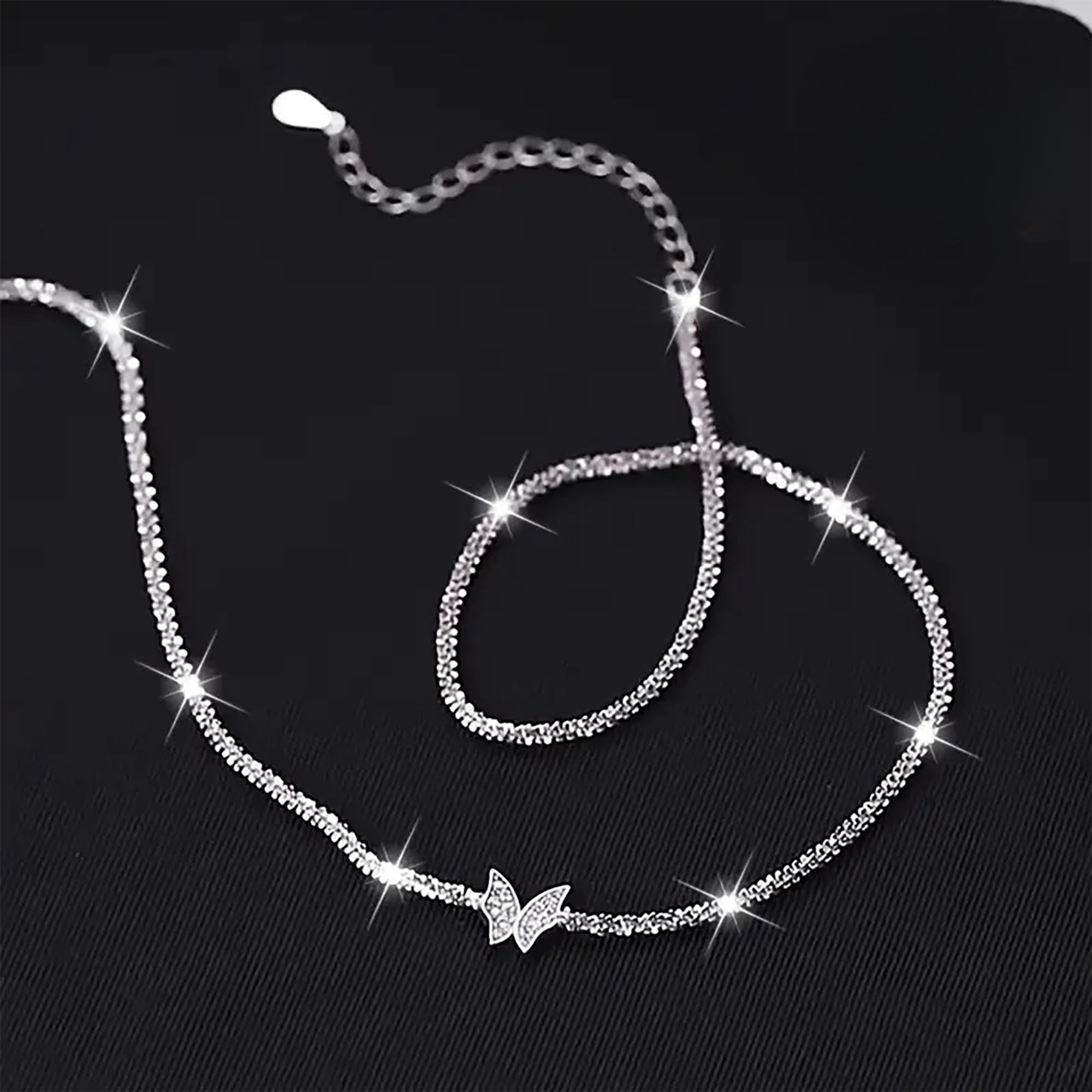 Collana con ciondolo a forma di croce in argento Sterling 925 con ciondolo a forma di croce e farfalla, placcata in oro 14 carati, con ciondolo a forma di croce, con zirconia cubica, collana