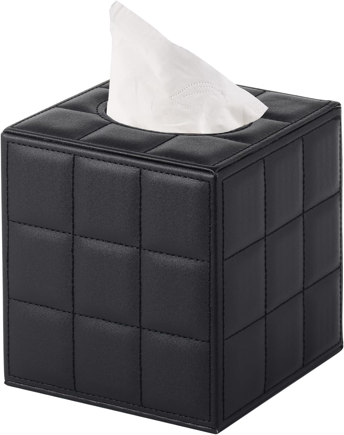 Modern Tissue Box Holder Square,Napkin Holder Pumping Paper Case Dispenser,Upgrade Large Size Facial Tissue Box Cover with Magnetic Bottom for Home Bathroom NightStand Office Desk (Black)