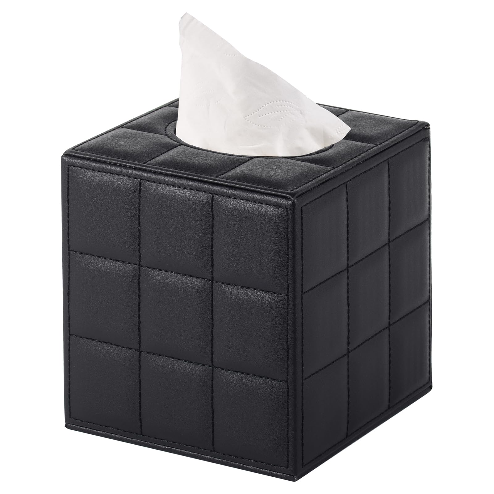 Modern Tissue Box Holder Square,Napkin Holder Pumping Paper Case Dispenser,Upgrade Large Size Facial Tissue Box Cover with Magnetic Bottom for Home Bathroom NightStand Office Desk (Black)