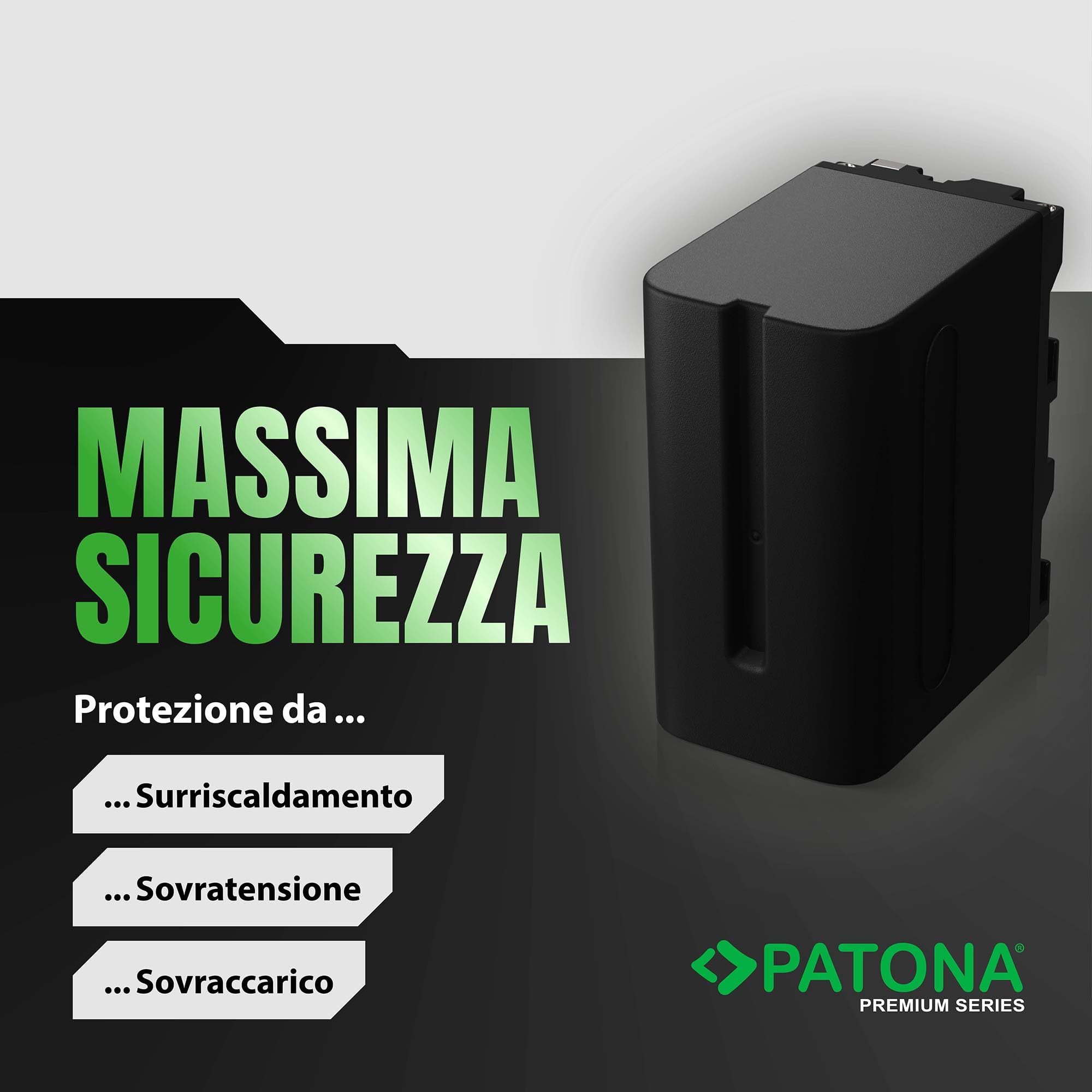 PATONA 2x Premium Batteria NP-F970 (7800 mAh / 56,2 Wh) – per luci video LED, monitor da campo e camcorder Sony – la massima autonomia della classe NP-F – doppio pack