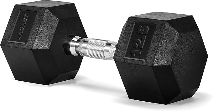 ADABT Hex Dumbbells | Rubber Encased Free Weights with Knurled Steel Handles | Anti-Roll Design | Home Gym & Strength Training | 4kg/5kg/6kg/8kg/10kg/12.5KG/15KG/17.5KG/20KG