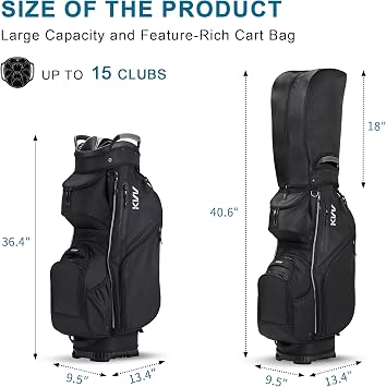 KVV Top-Moded Organizer Cart Bag, Premium Silent Golf Bag with Dual Handles, 14 Club Locking Slots for Men