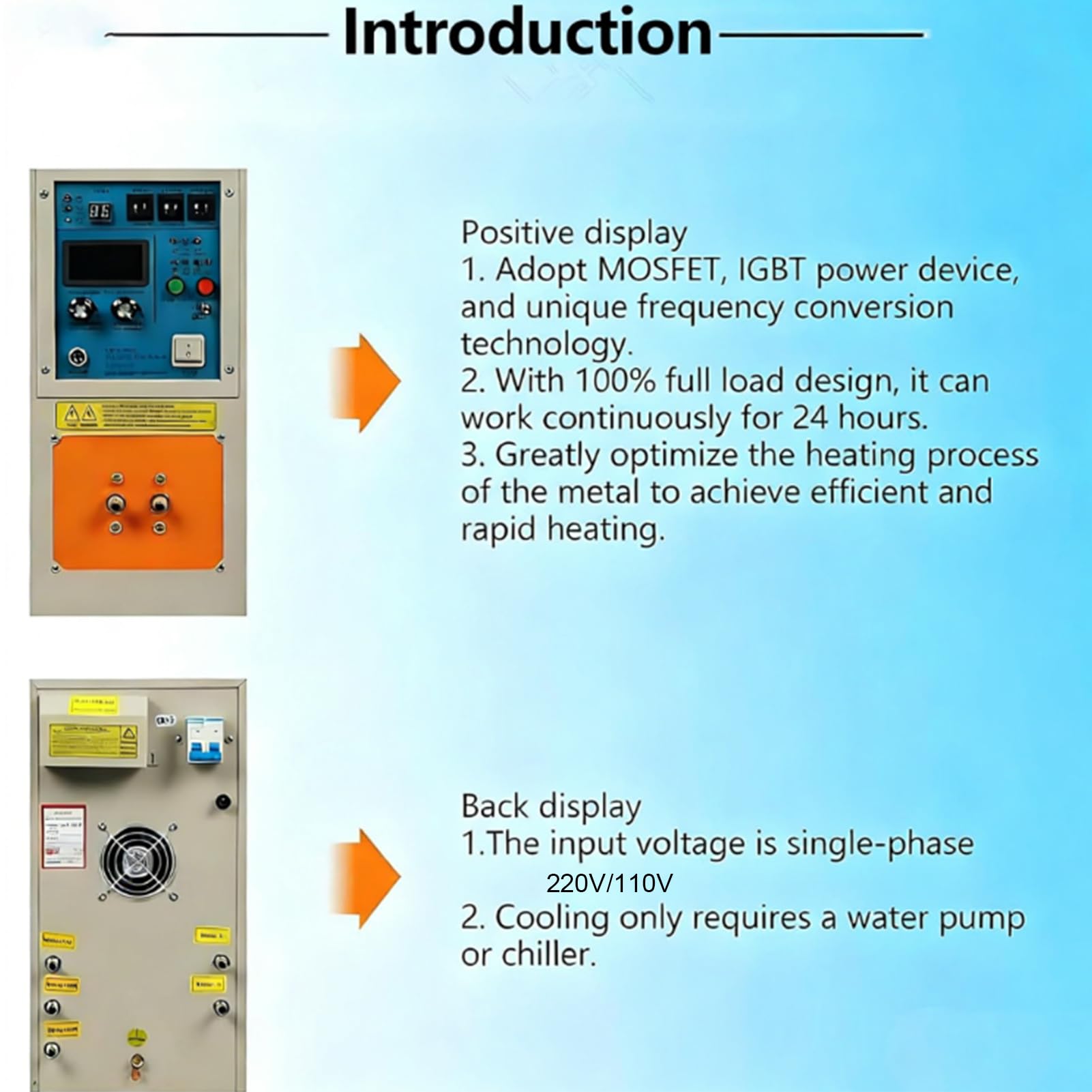 Nagrzewnica indukcyjna 15 kW 30-100 kHz, sprzęt do hartowania o wysokiej częstotliwości, jednofazowy 220 V, ogrzewanie trzystopniowe, natychmiastowy start bez wstępnego ogrzewania, ochrona
